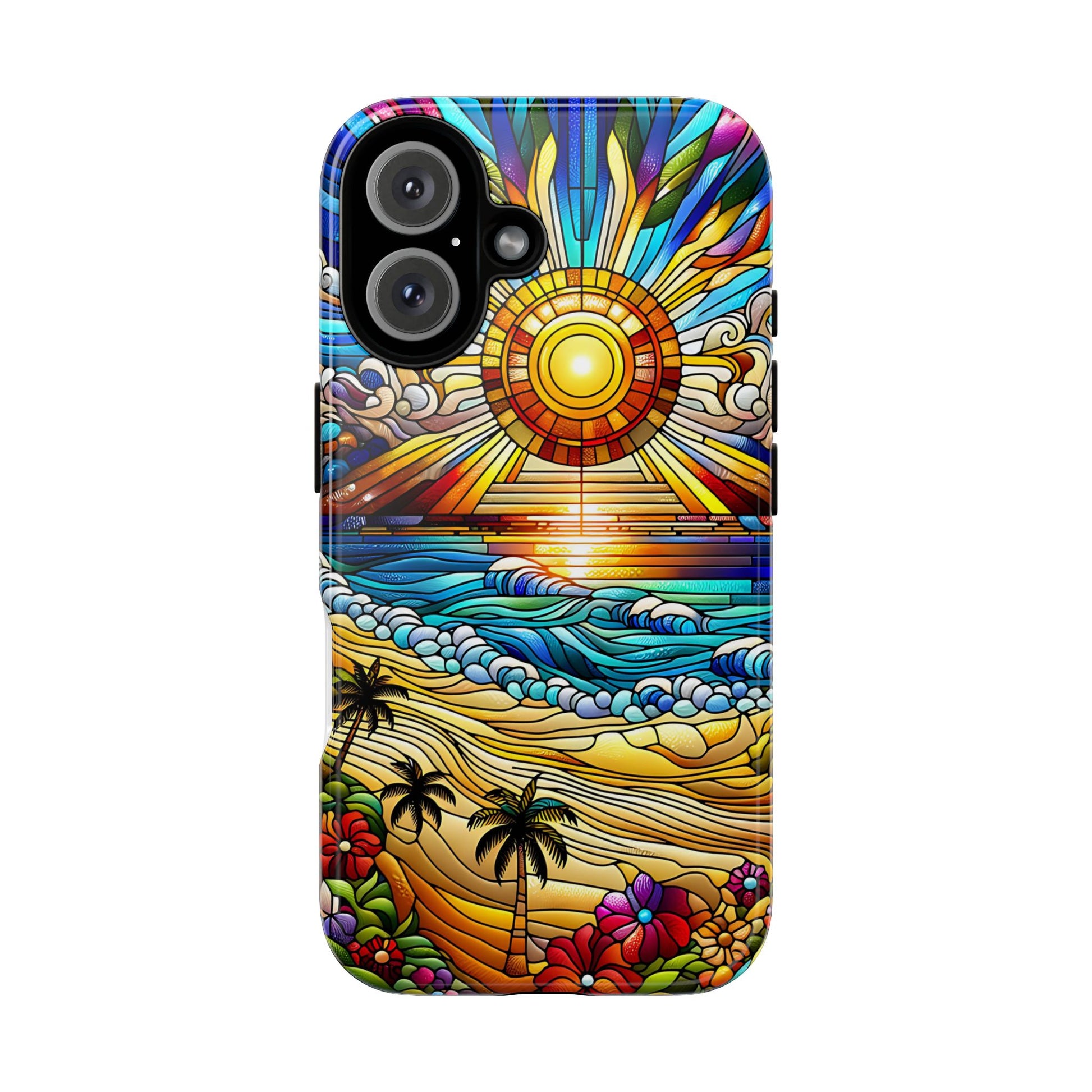 Stained Glass Tough Cases, Protective Phone Case, Nature Inspired Smartphone Cover, Beach Day Summer Accessories, Ocean Lover Gift