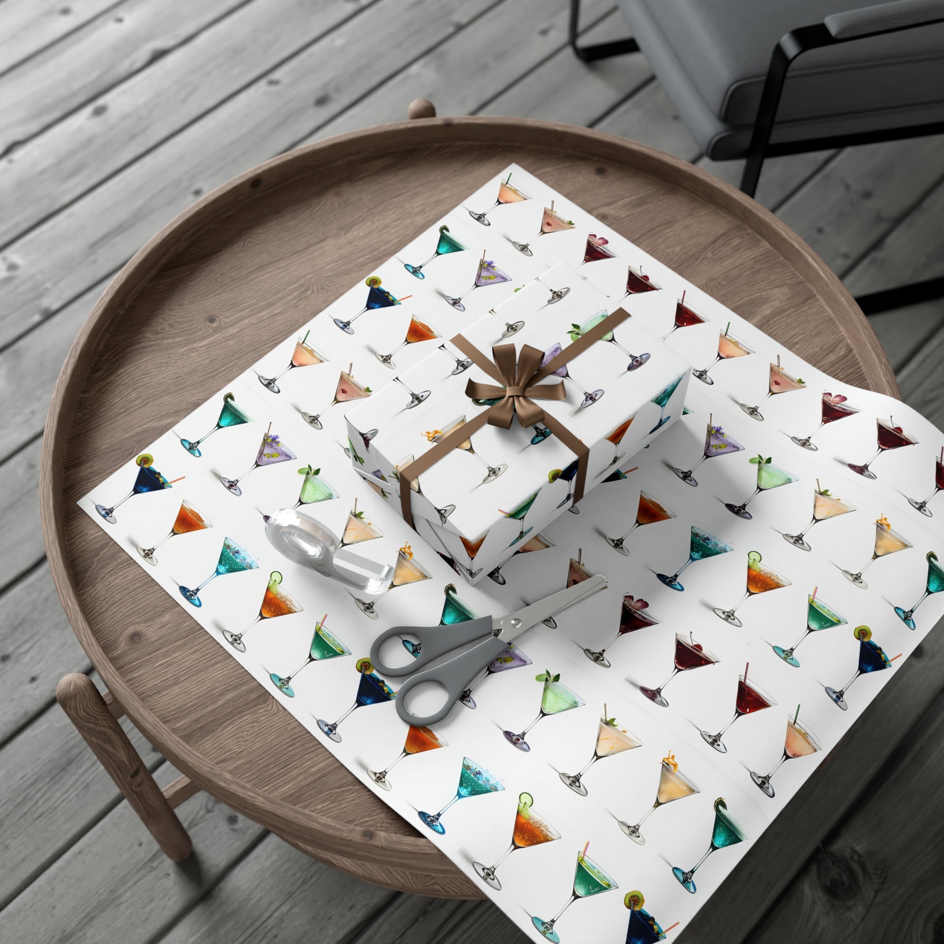 Wrapping Paper, Colorful Martinis On White Background - Gift Wrap Rolls, Eco-Friendly Gift Wrap, Holiday