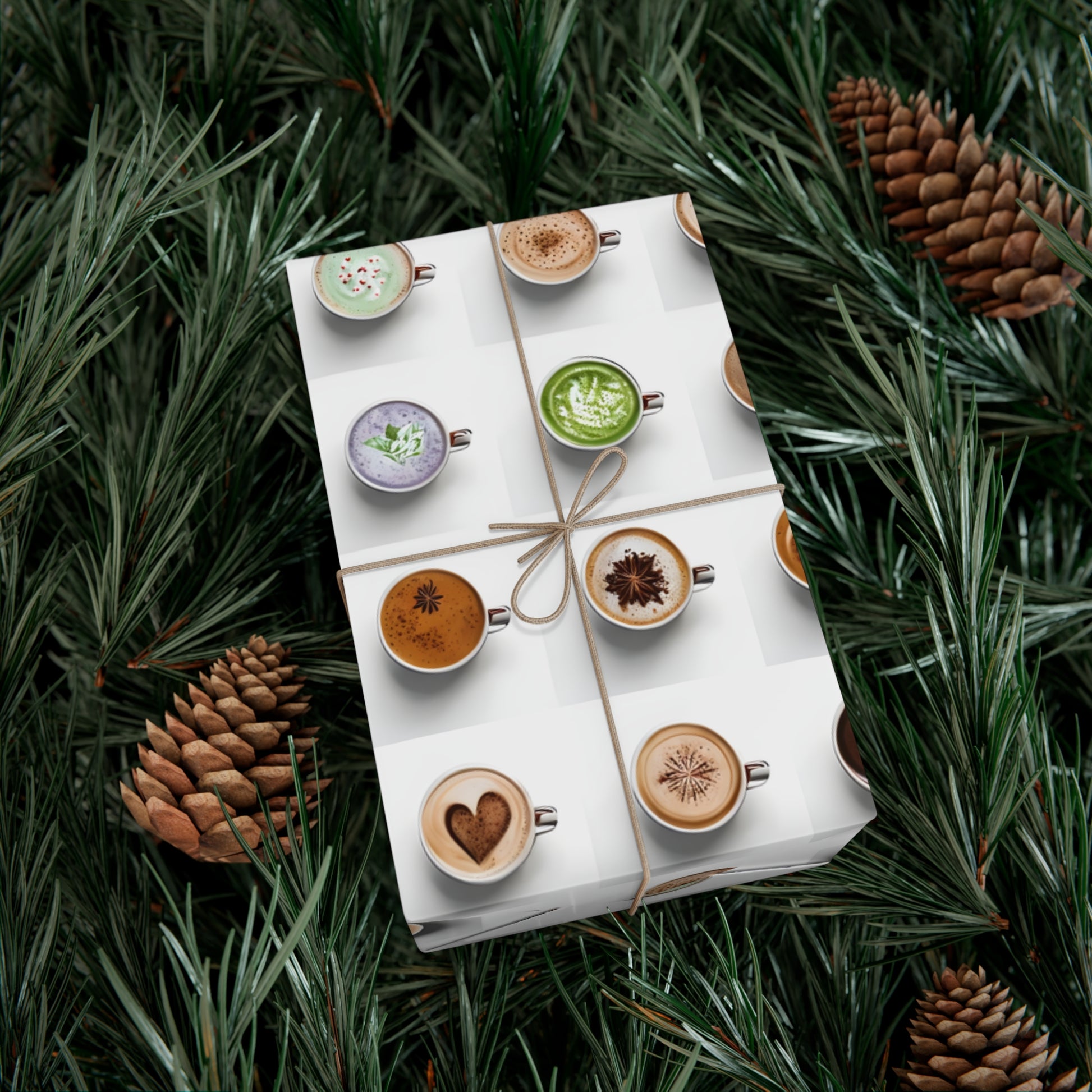 Wrapping Paper, Colorful Lattes On White Background - Gift Wrap Rolls, Eco-Friendly Gift Wrap, Holiday
