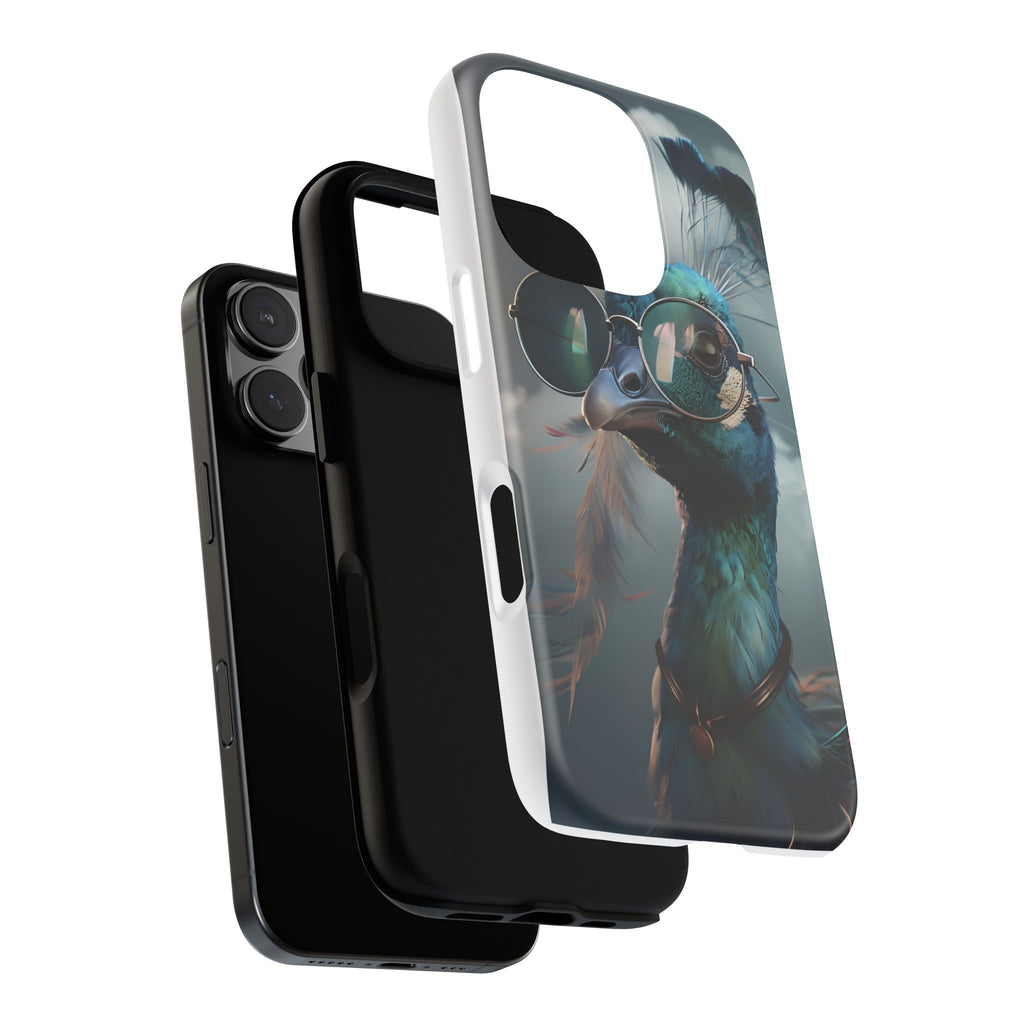Phone Case, Peacock Design, Neon Lighting, Unique Gift, Hard Shell Cover, Protective Sleeve