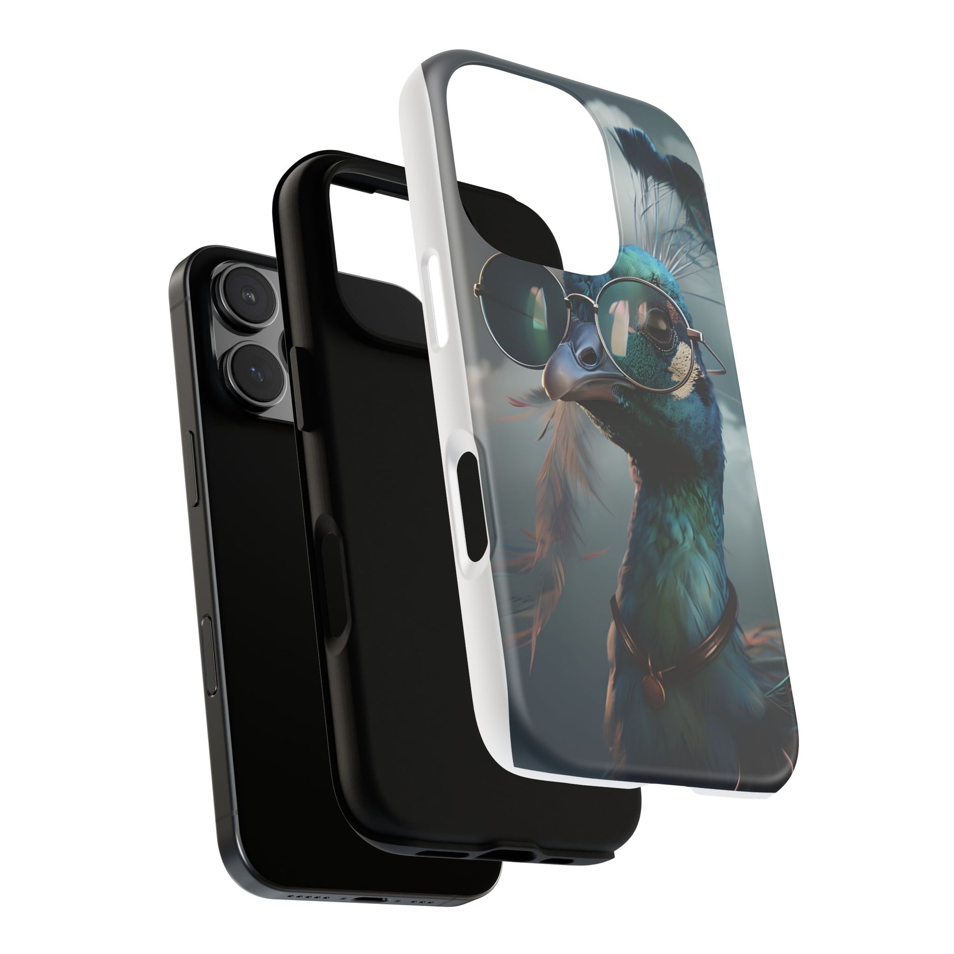 Phone Case, Peacock Design, Neon Lighting, Unique Gift, Hard Shell Cover, Protective Sleeve