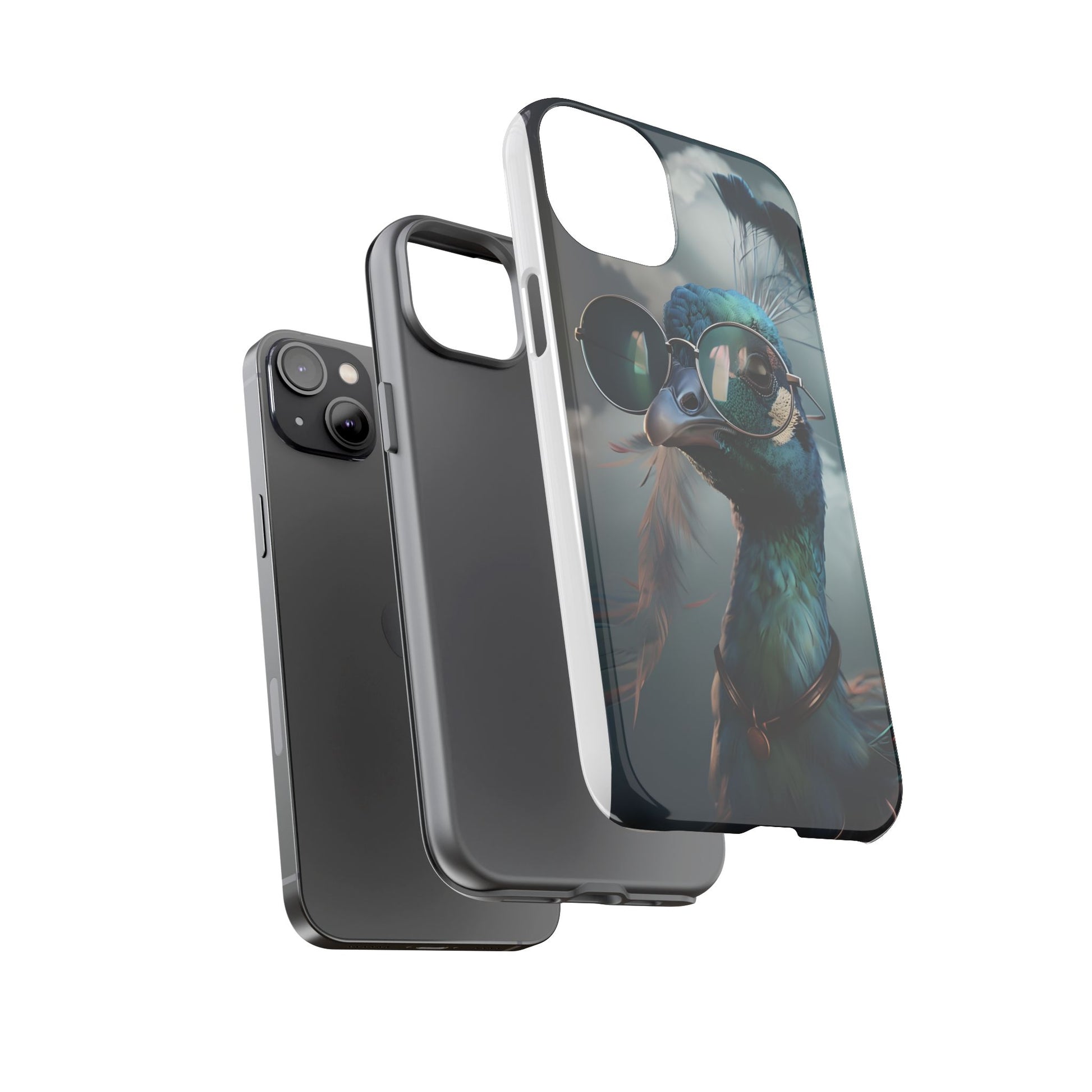 Phone Case, Peacock Design, Neon Lighting, Unique Gift, Hard Shell Cover, Protective Sleeve