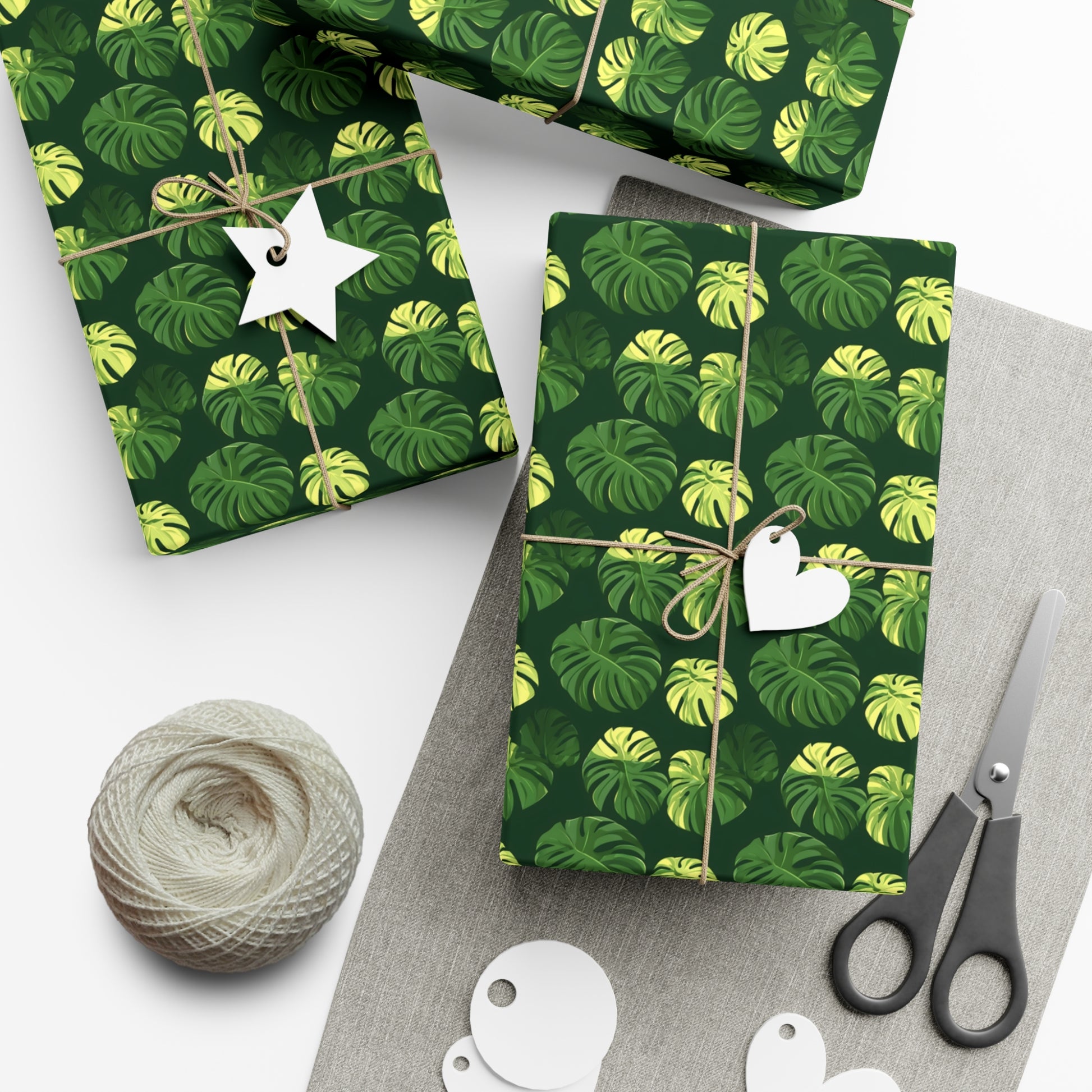 Tropical Botanical Pattern Featuring Stylized Monstera Leaves Wrapping Paper