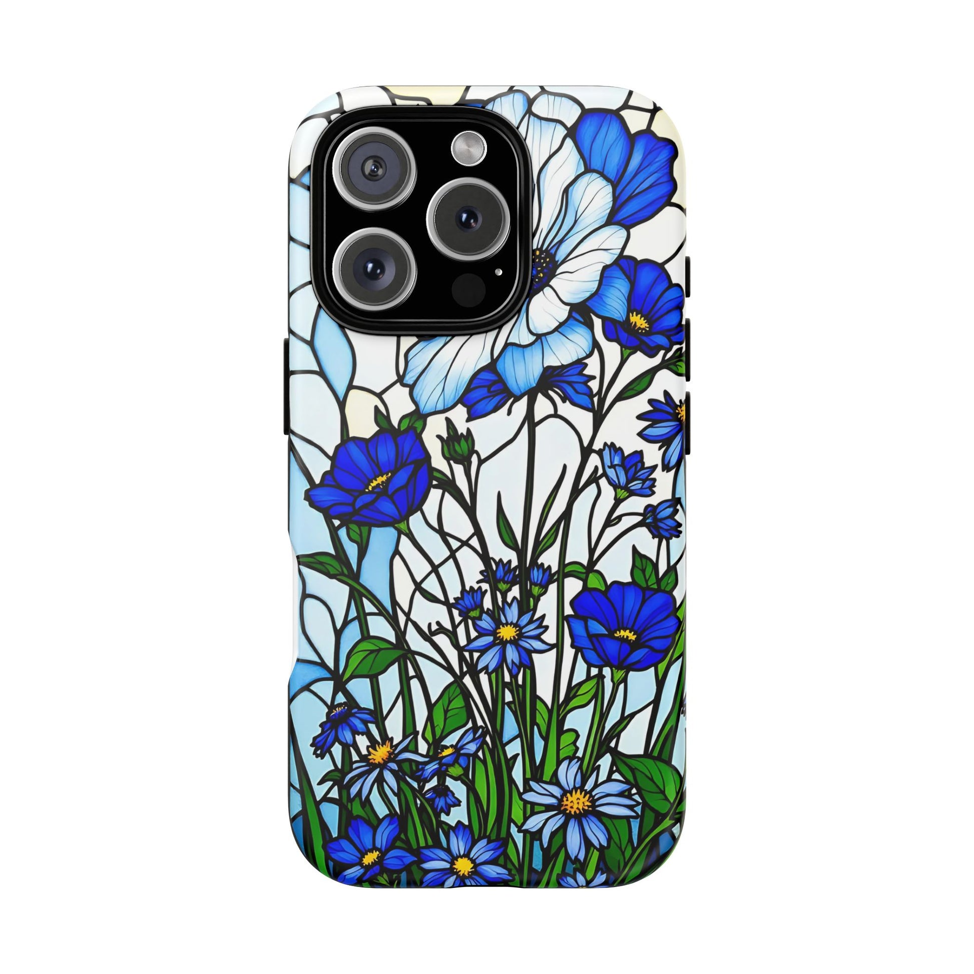 Botanical Stained Glass Tough Case - Floral Phone Cover, Protective Phone Case, Flower Pattern Phone Shell, Nature Inspired Smartphone Case,