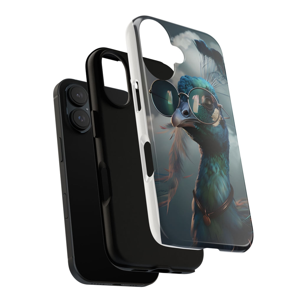 Phone Case, Peacock Design, Neon Lighting, Unique Gift, Hard Shell Cover, Protective Sleeve