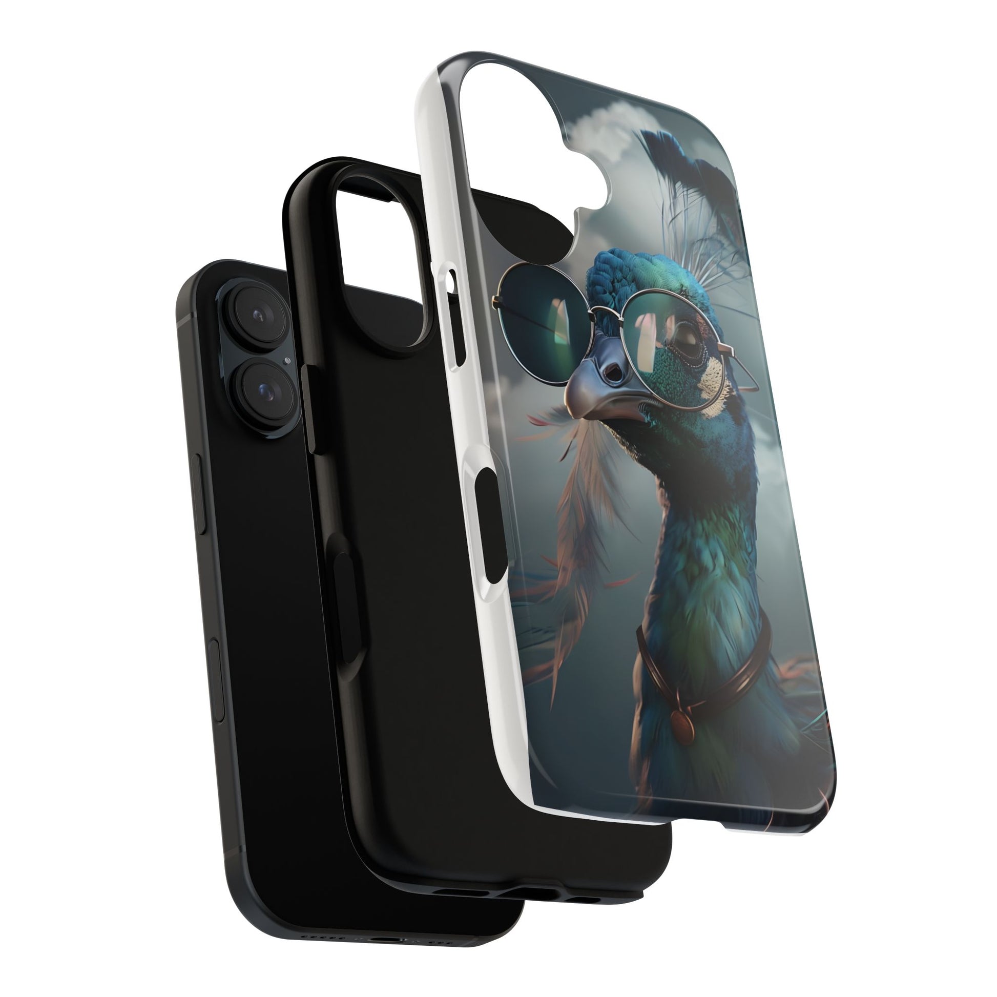 Phone Case, Peacock Design, Neon Lighting, Unique Gift, Hard Shell Cover, Protective Sleeve