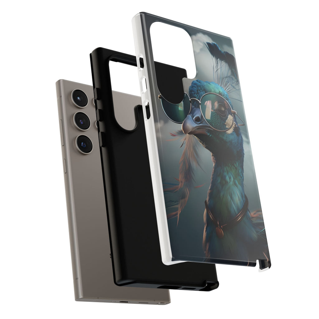 Phone Case, Peacock Design, Neon Lighting, Unique Gift, Hard Shell Cover, Protective Sleeve