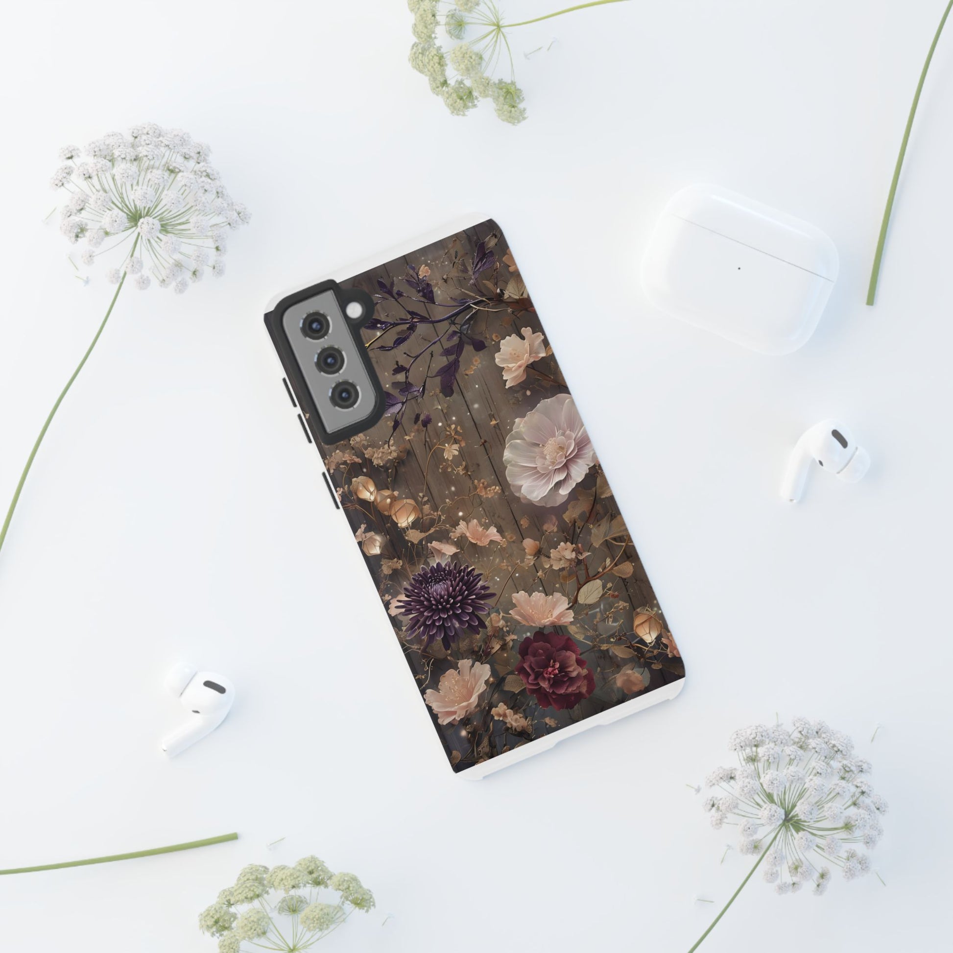 Tough Cases, Enchanting Floral Pattern - Floral Phone Case, Protective Phone Cover, Botanical Design, Flower Print, Tough Shell for Device