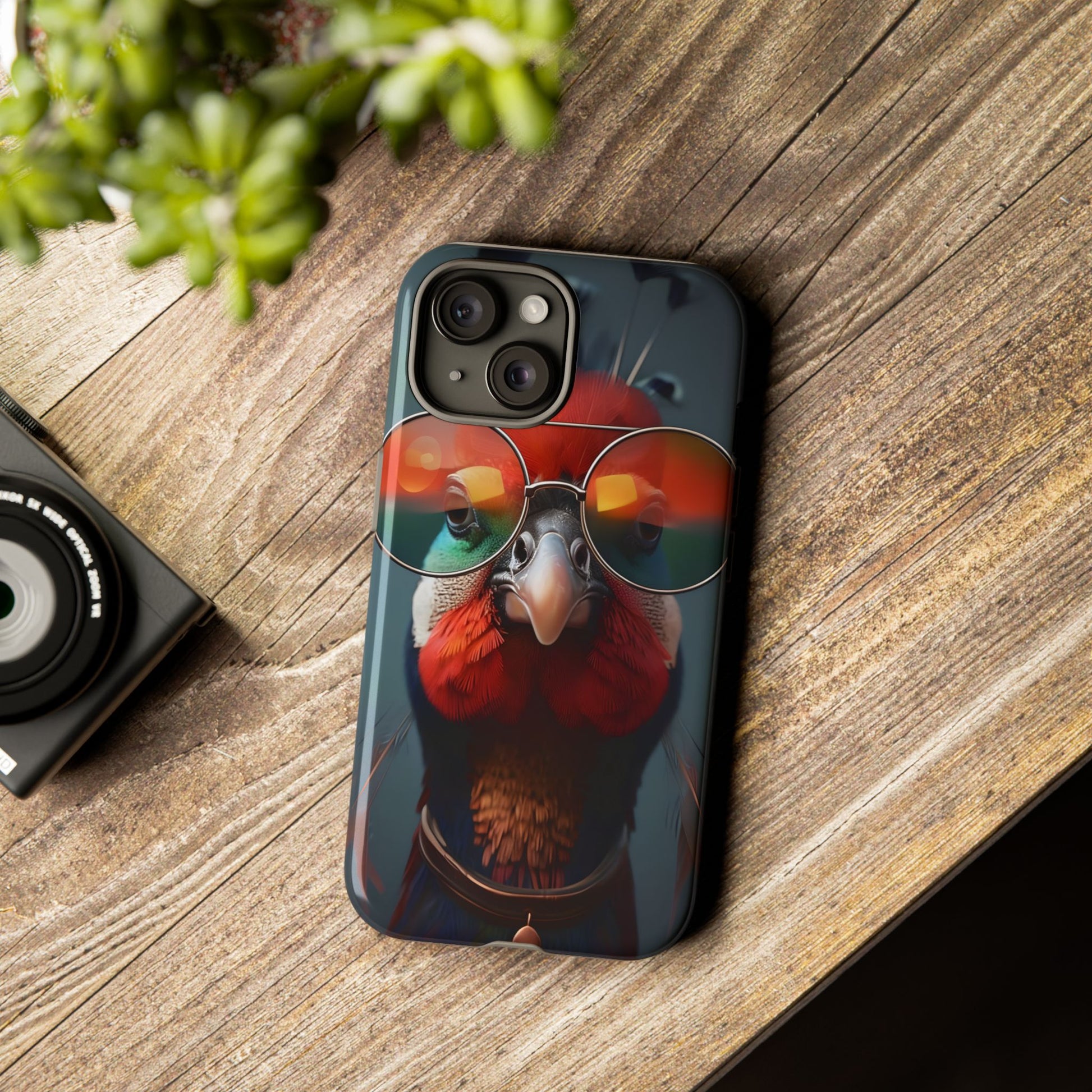 Phone Cases, Bright Exotic Bird in Cool Sunglasses, Protective Tough Cover, Tropical Animal Print, Unique Gift for Bird Lovers, Accessories
