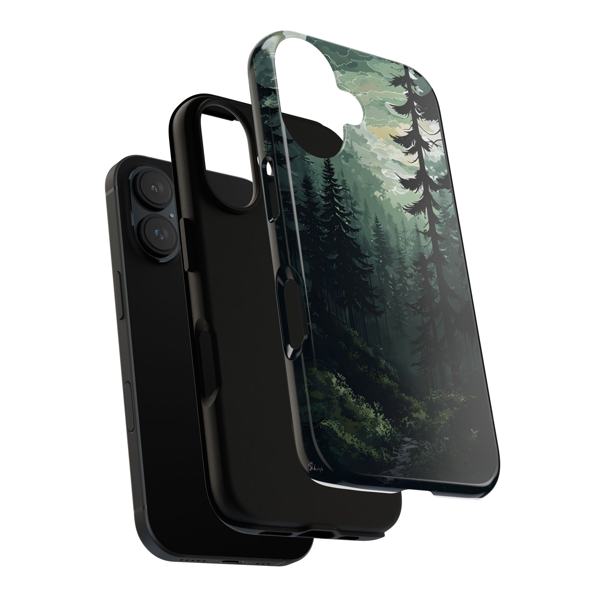 Phone Case, Serene Forest Landscape Digital Illustration Phone Case Cover, Tough Protective Cover, Unique Gift, Trendy