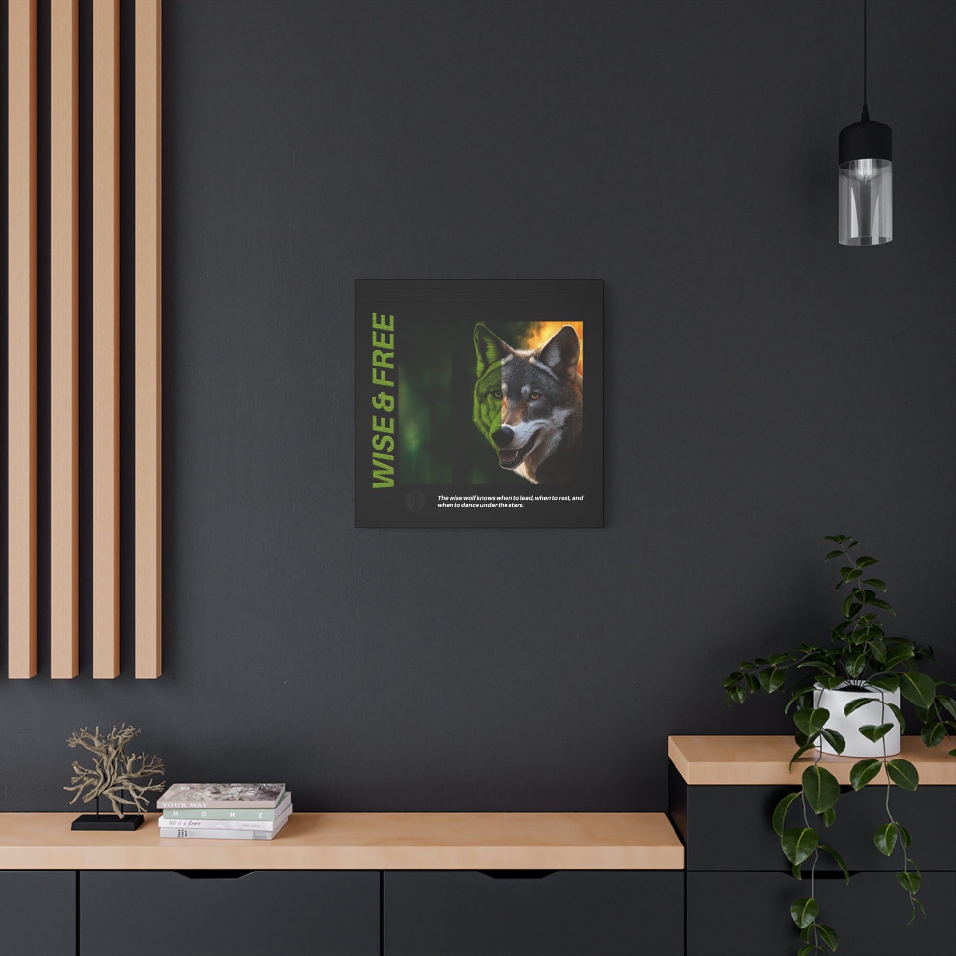 Canvas Art, Wise & Free Wall Decor, Inspirational Wolf, Motivational Home Decor, Nature-Themed Gift