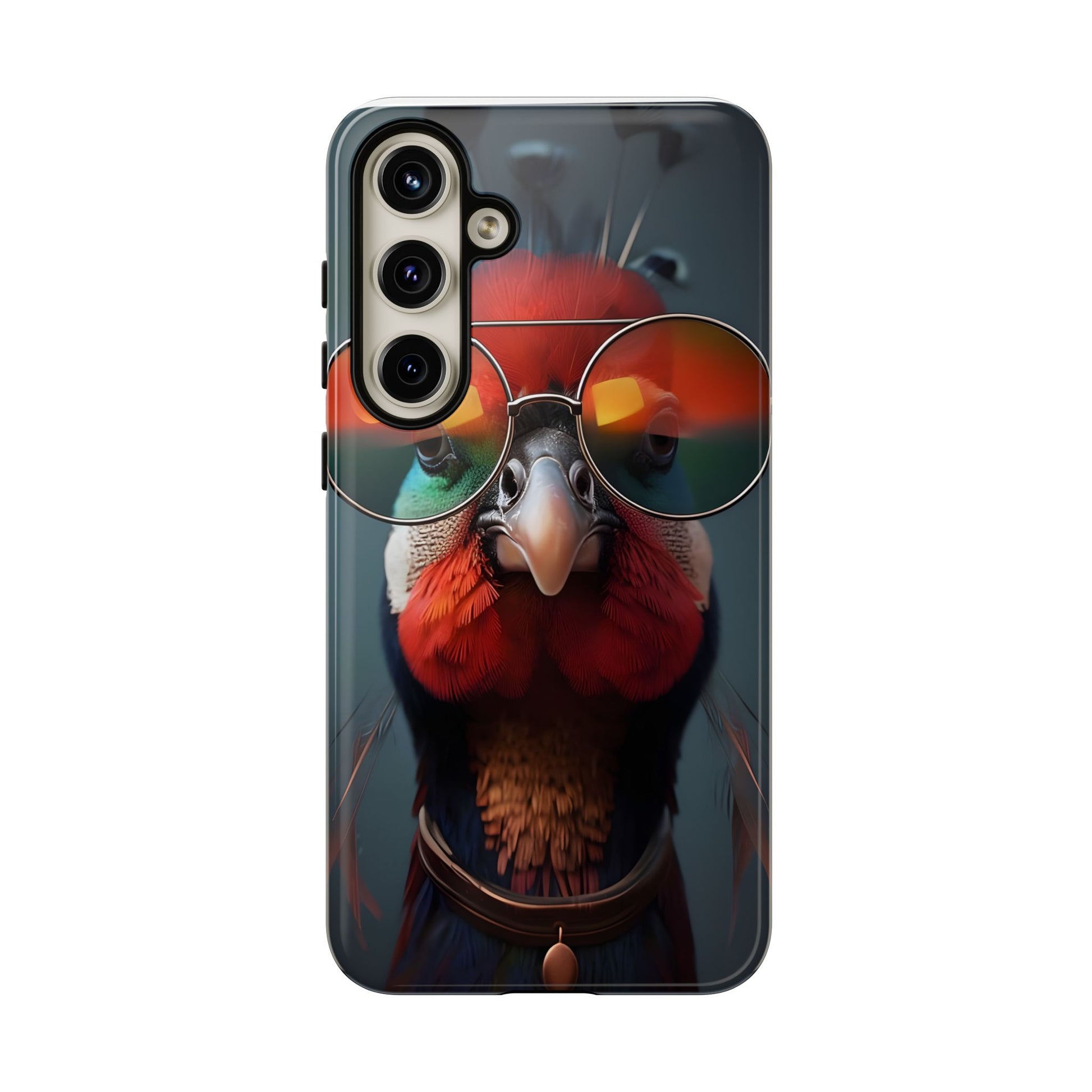 Phone Cases, Bright Exotic Bird in Cool Sunglasses, Protective Tough Cover, Tropical Animal Print, Unique Gift for Bird Lovers, Accessories