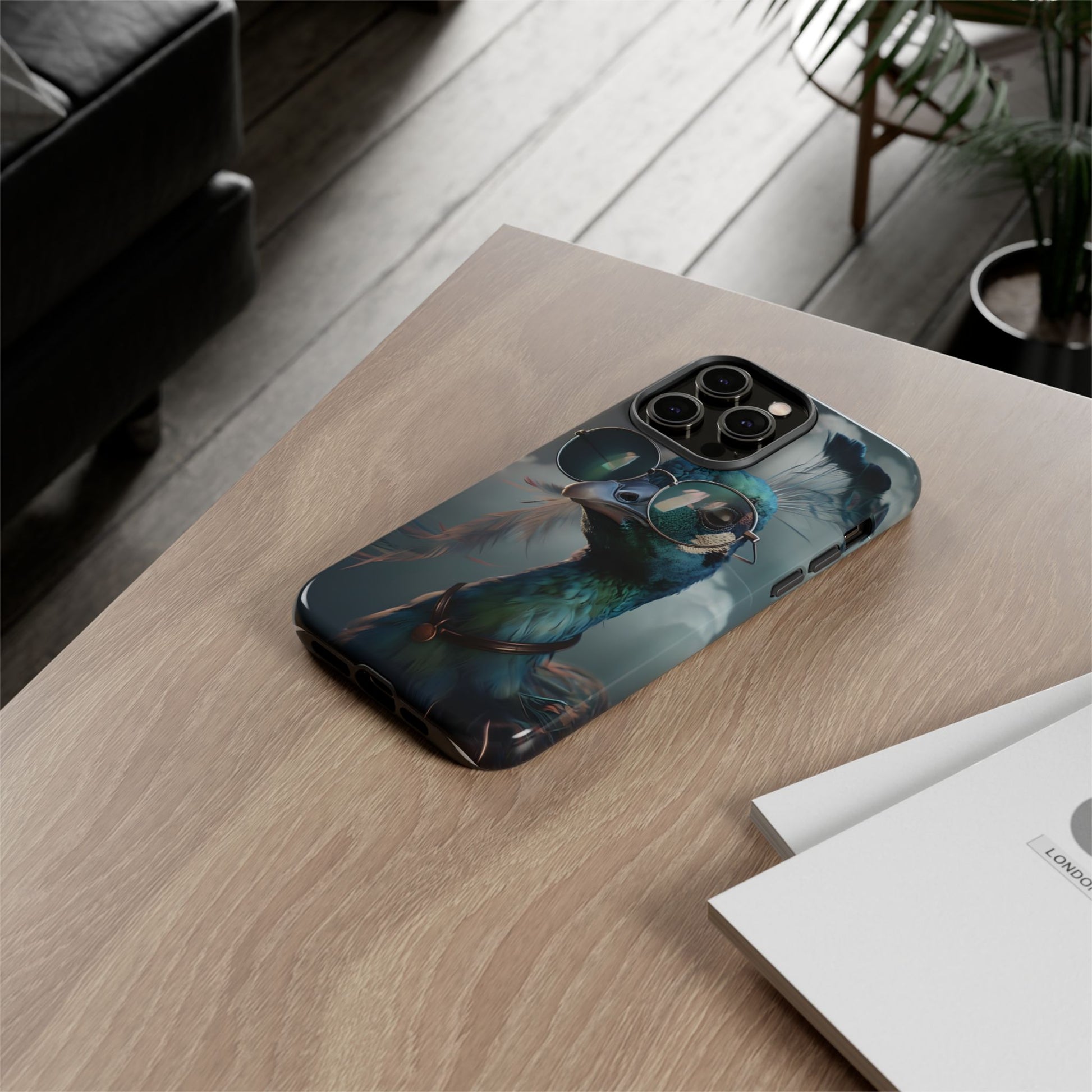 Phone Case, Peacock Design, Neon Lighting, Unique Gift, Hard Shell Cover, Protective Sleeve