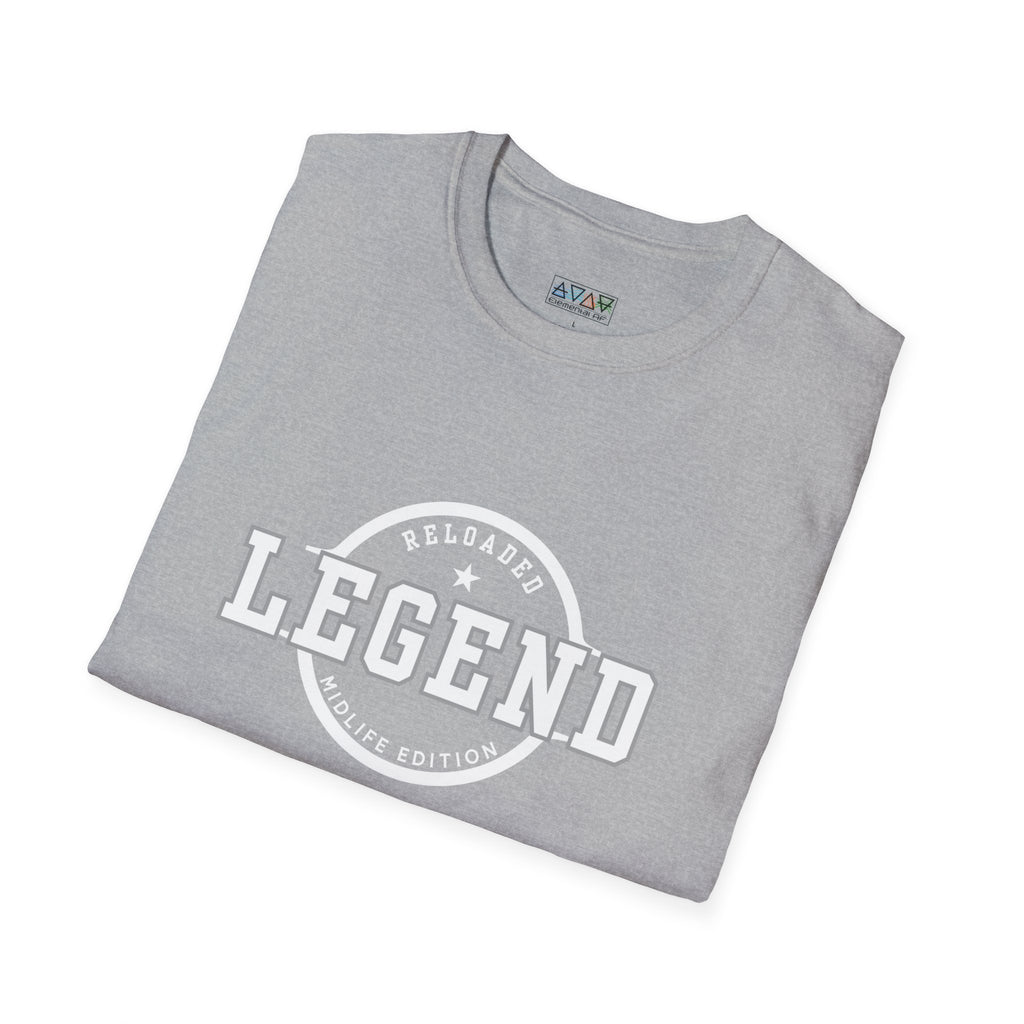 Mid-Life Legend Reloaded - Unisex Softstyle T-Shirt - Casual Comfort, Perfect for Legends, Gift for Him, Everyday Wear, Fun Gift Ideas