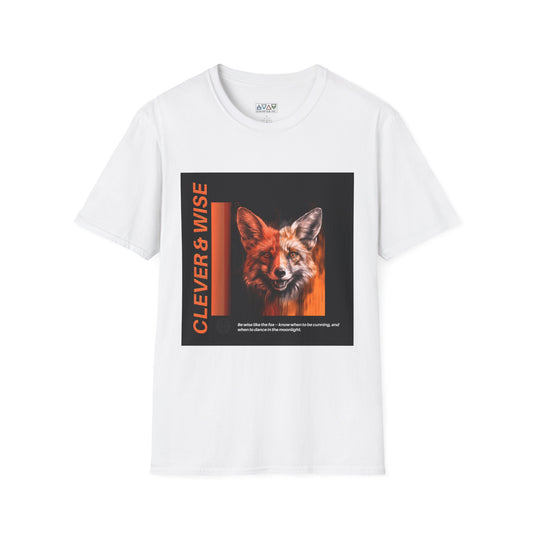 Clever & Wise Fox Unisex Softstyle T-Shirt, Animal Lover Gift, Eco-Friendly Tee, Nature-Themed Wear, Perfect for Birthdays