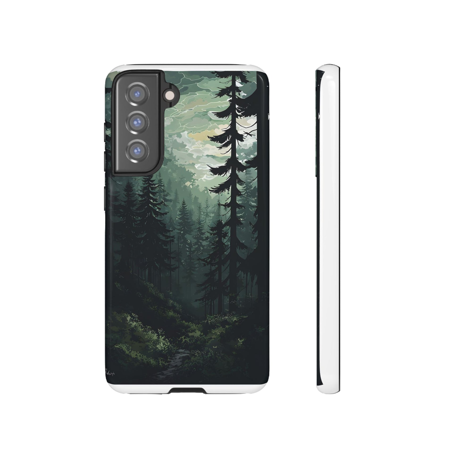 Phone Case, Serene Forest Landscape Digital Illustration Phone Case Cover, Tough Protective Cover, Unique Gift, Trendy