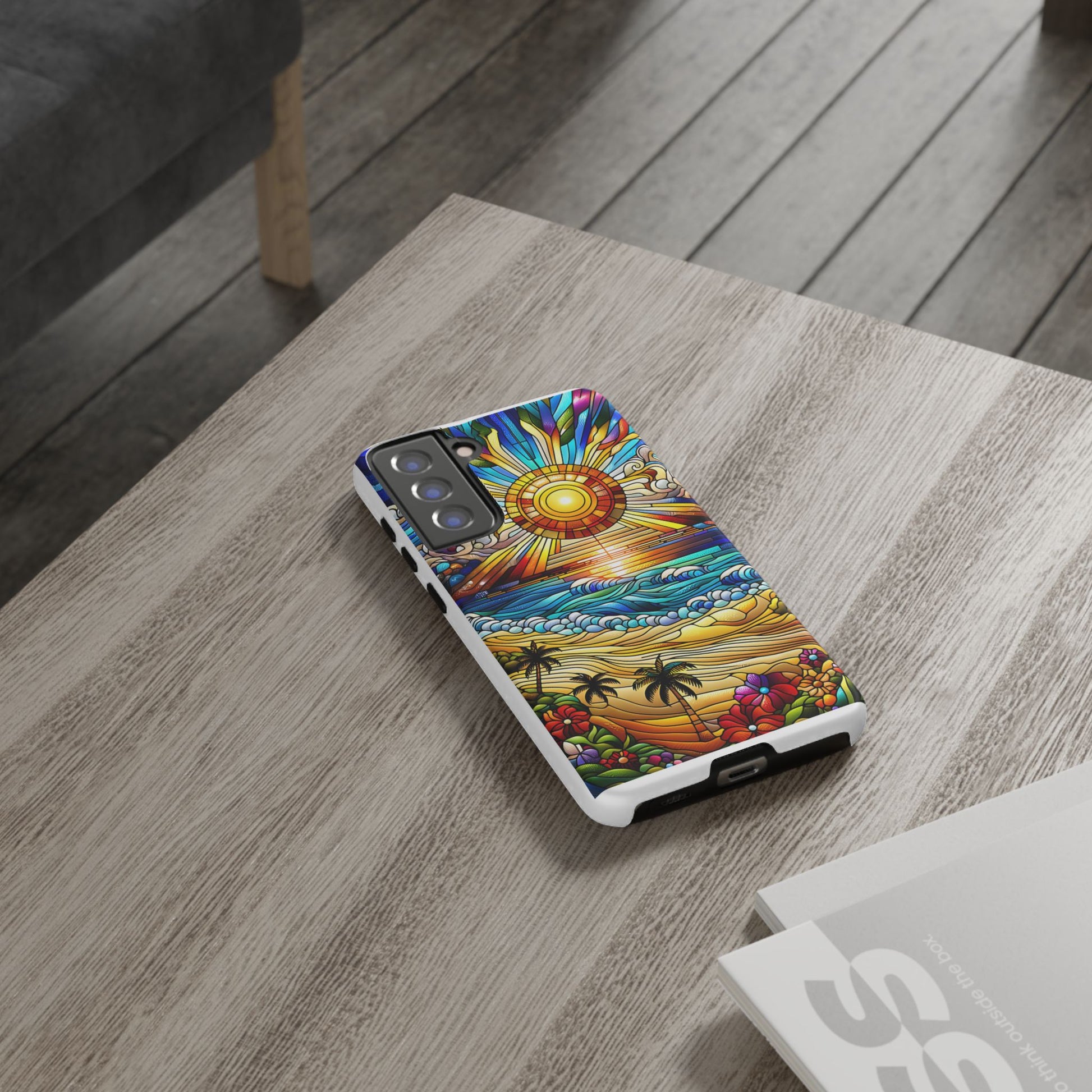 Stained Glass Tough Cases, Protective Phone Case, Nature Inspired Smartphone Cover, Beach Day Summer Accessories, Ocean Lover Gift