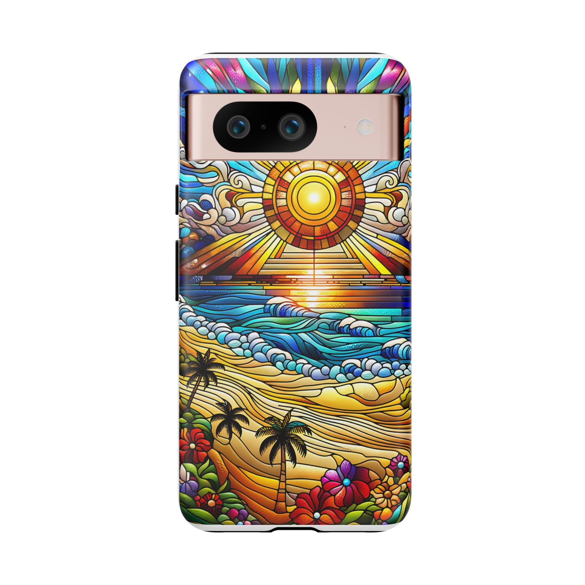 Stained Glass Tough Cases, Protective Phone Case, Nature Inspired Smartphone Cover, Beach Day Summer Accessories, Ocean Lover Gift