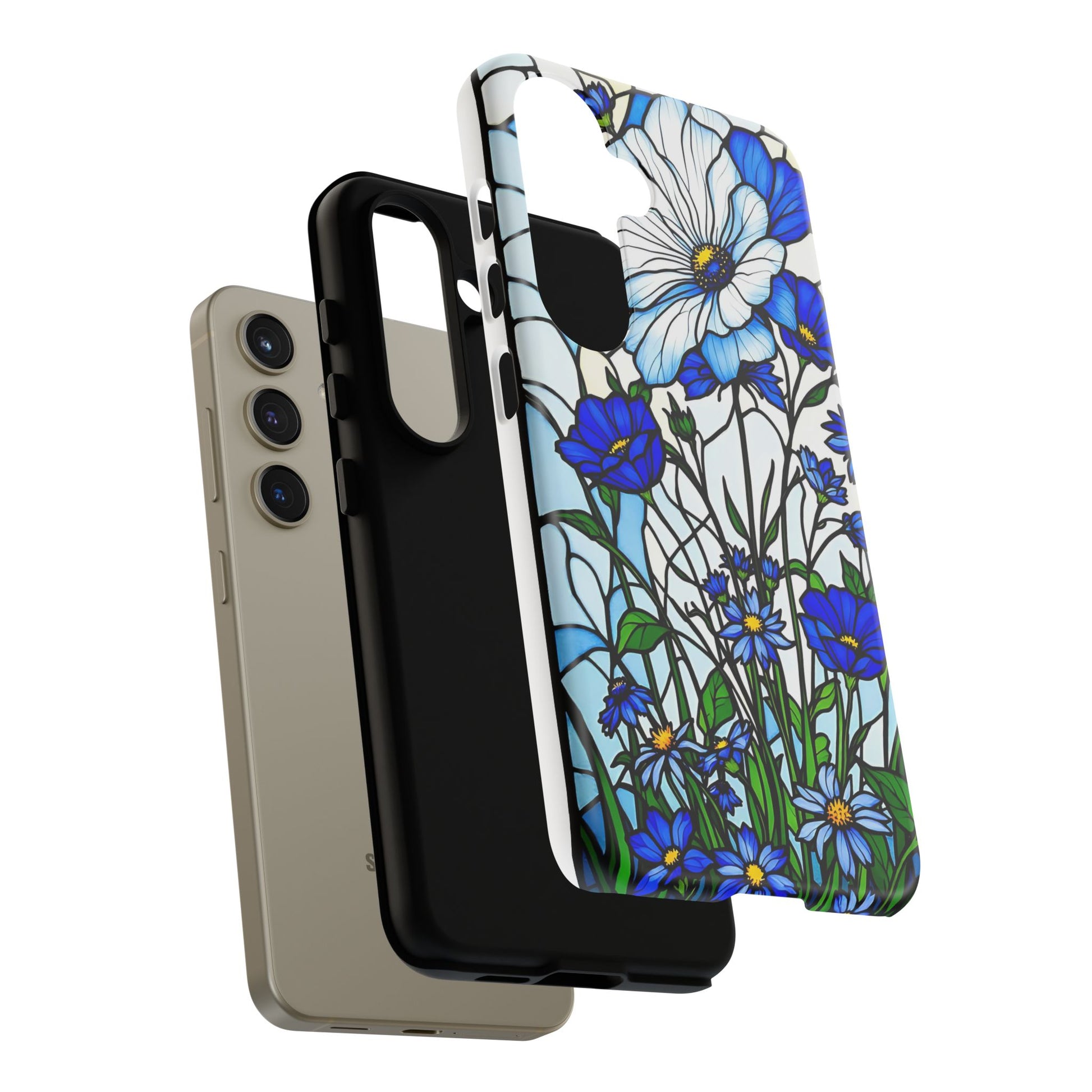 Botanical Stained Glass Tough Case - Floral Phone Cover, Protective Phone Case, Flower Pattern Phone Shell, Nature Inspired Smartphone Case,