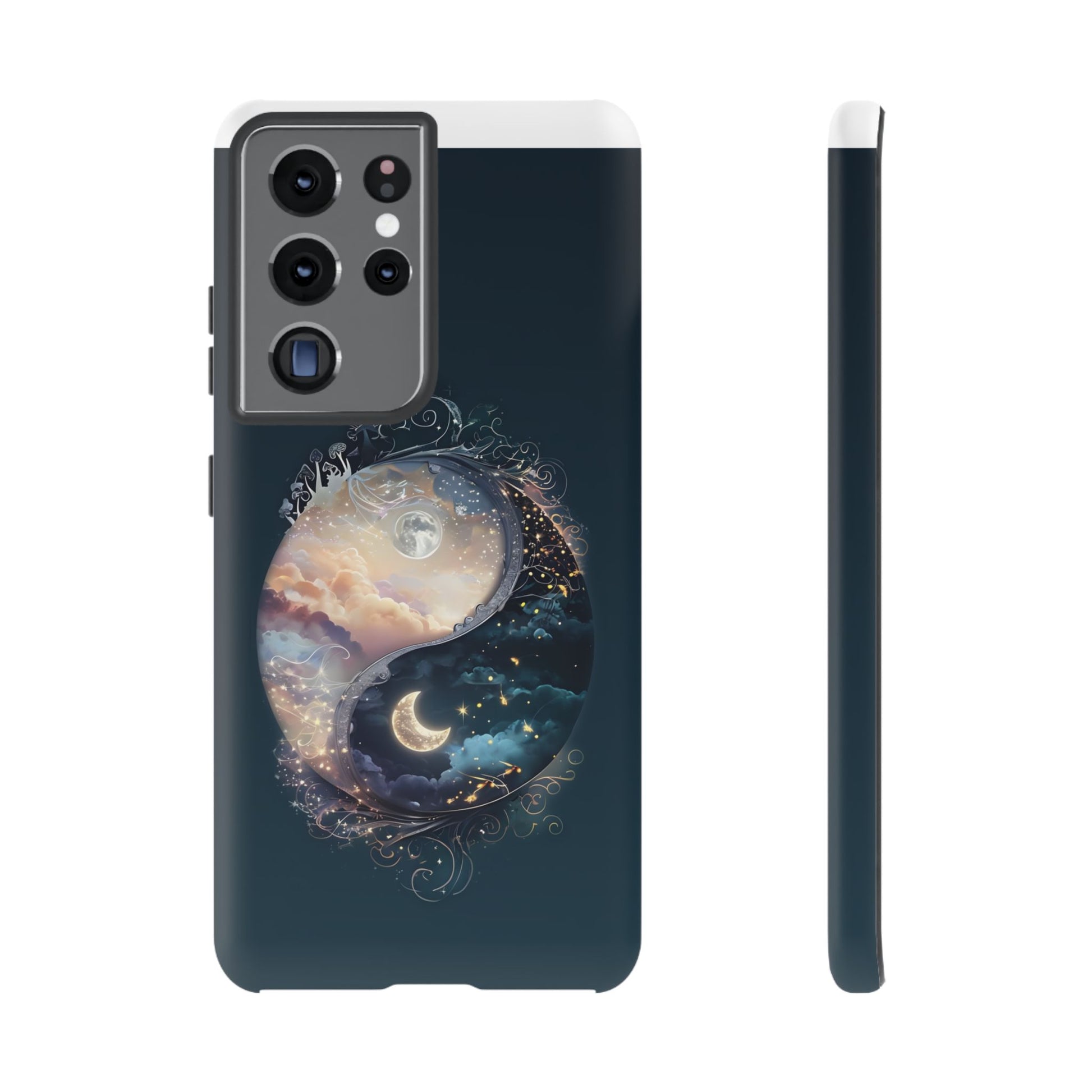 Phone Case, Yin-Yang Symbol Design, Whimsical Day Night Fantasy Print, Protective Cover, Tough Skin, Phone Accessories, Phone Protection