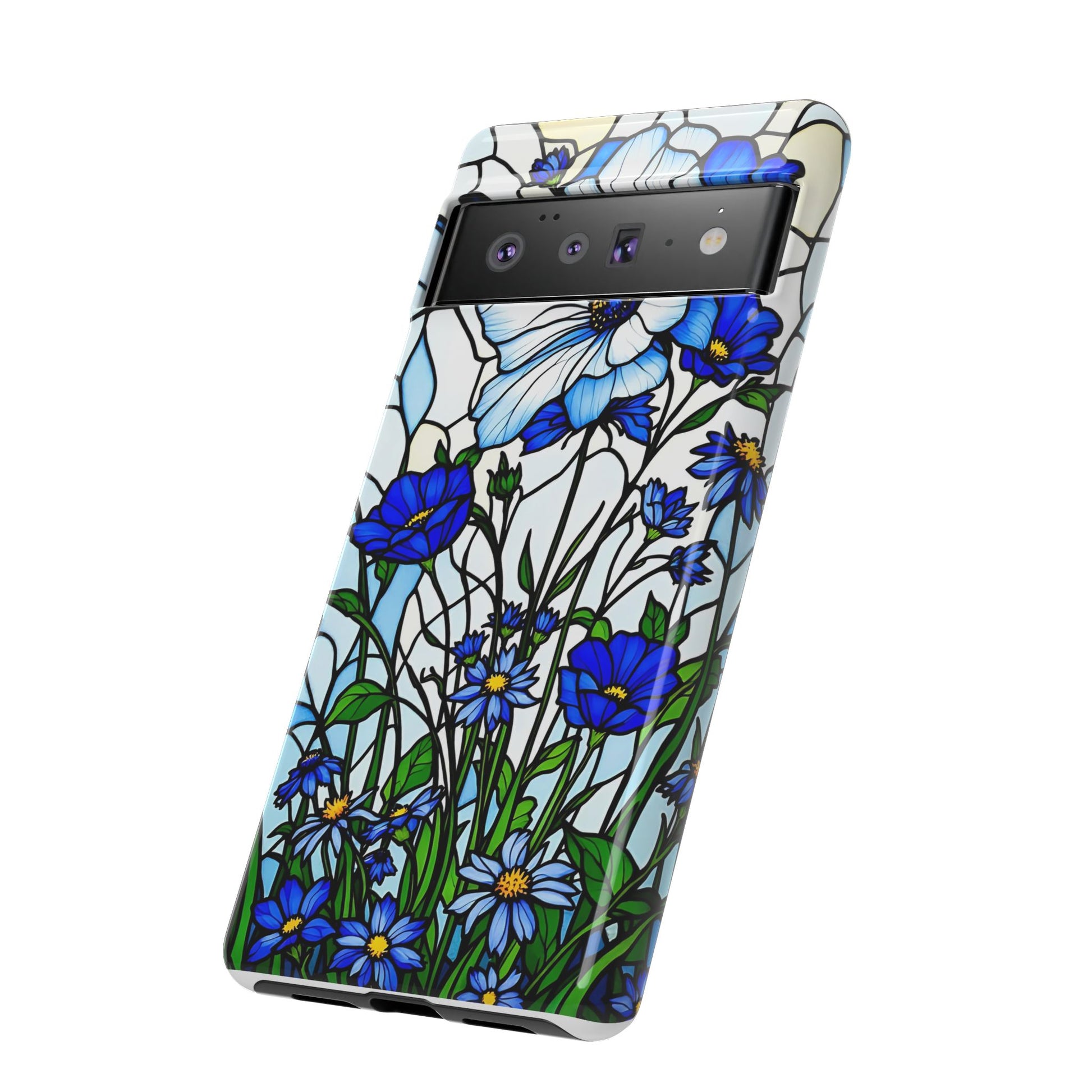 Botanical Stained Glass Tough Case - Floral Phone Cover, Protective Phone Case, Flower Pattern Phone Shell, Nature Inspired Smartphone Case,