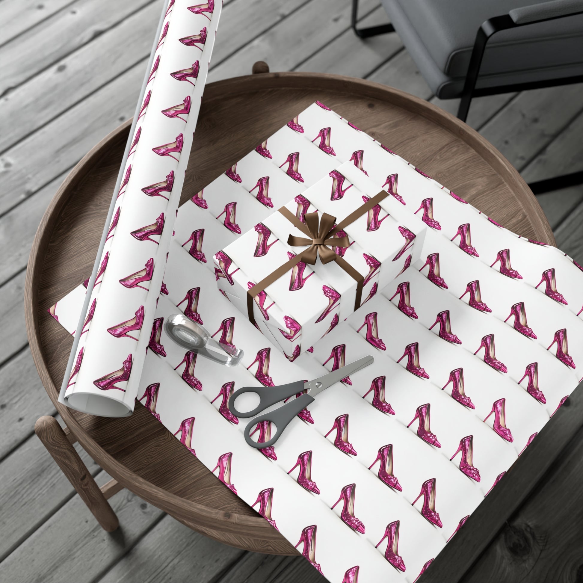 Wrapping Paper, Hot Pink High Heels On White Background - Gift Wrap Rolls, Eco-Friendly Gift Wrap, Holiday