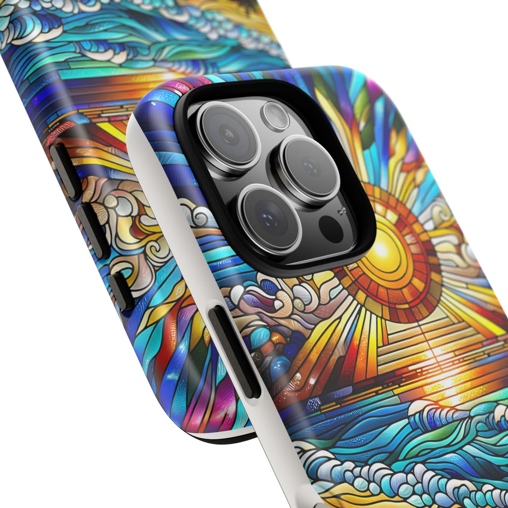 Stained Glass Tough Cases, Protective Phone Case, Nature Inspired Smartphone Cover, Beach Day Summer Accessories, Ocean Lover Gift