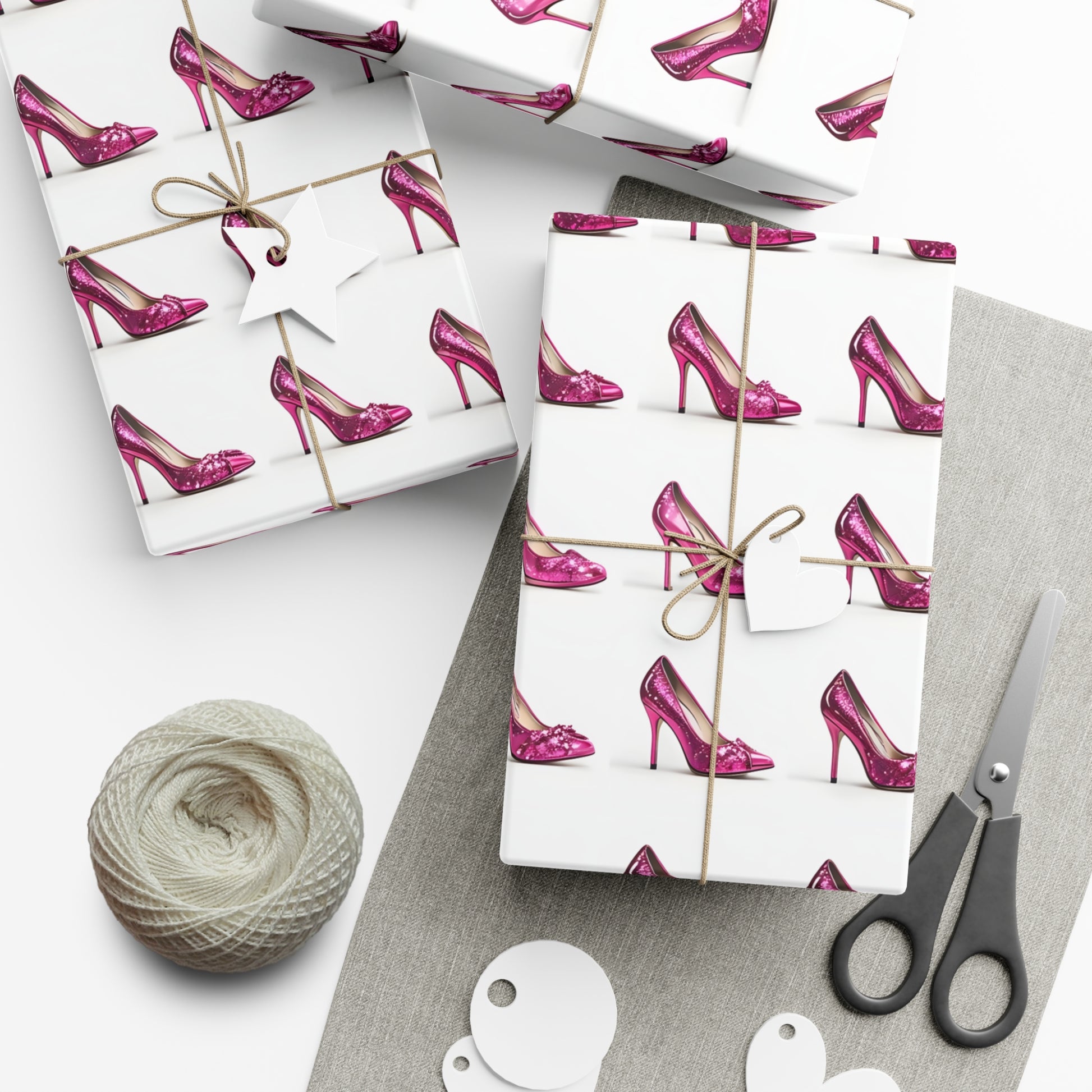 Wrapping Paper, Hot Pink High Heels On White Background - Gift Wrap Rolls, Eco-Friendly Gift Wrap, Holiday