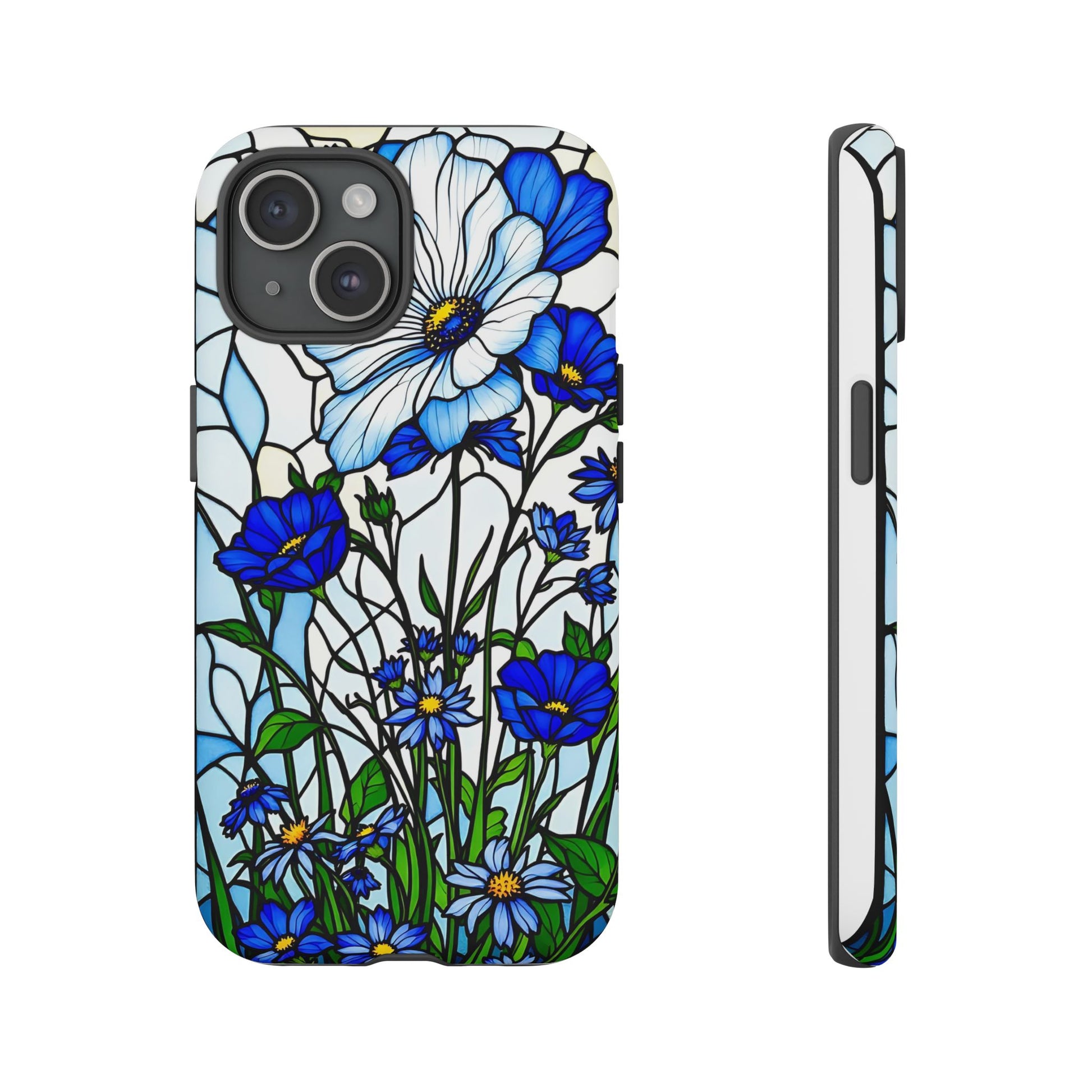 Botanical Stained Glass Tough Case - Floral Phone Cover, Protective Phone Case, Flower Pattern Phone Shell, Nature Inspired Smartphone Case,