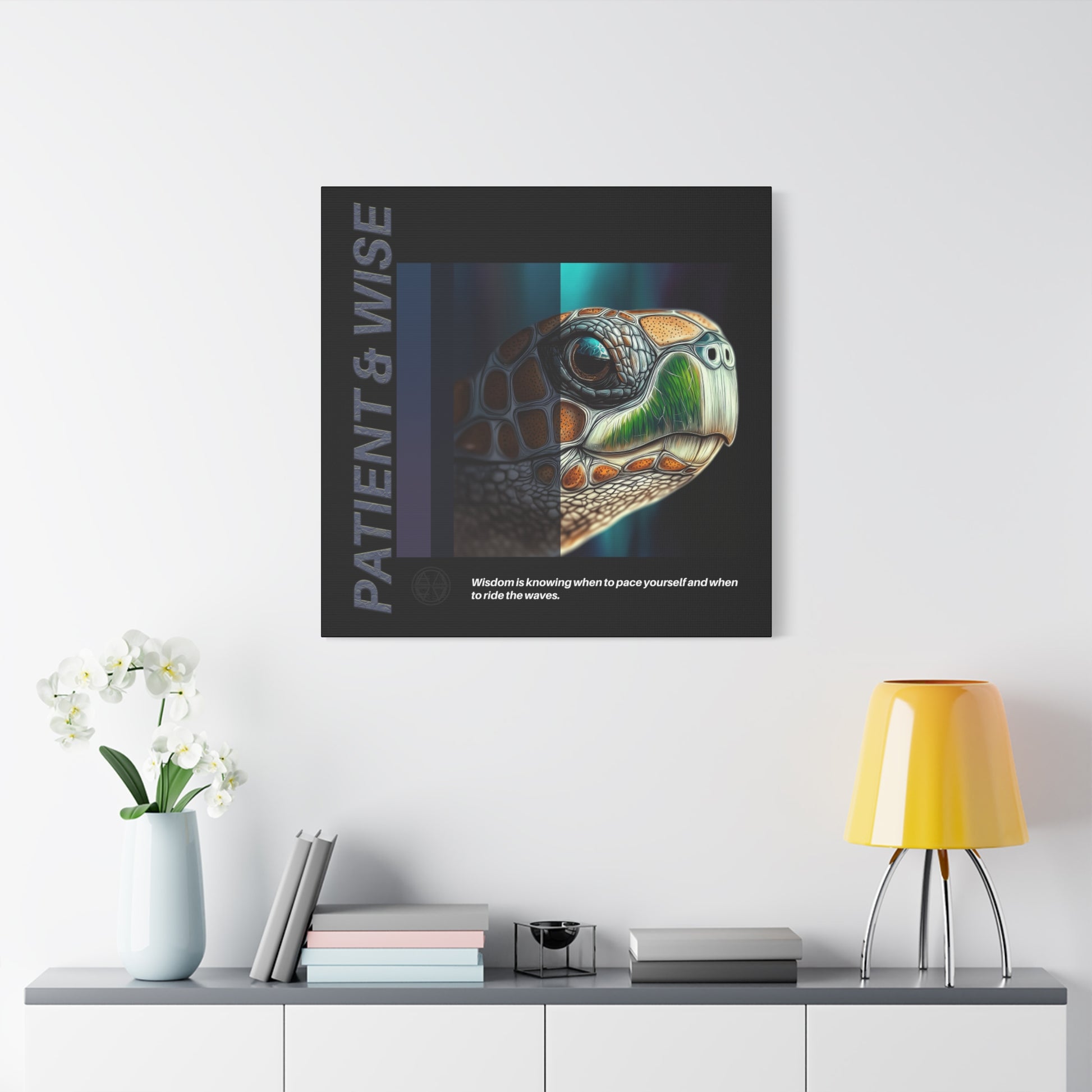 Canvas Art, Inspirational Turtle Wall Decor, Motivational Home Decor, Nature Gift, Abstract Animal Artwork, Wildlife, Patient & Wise
