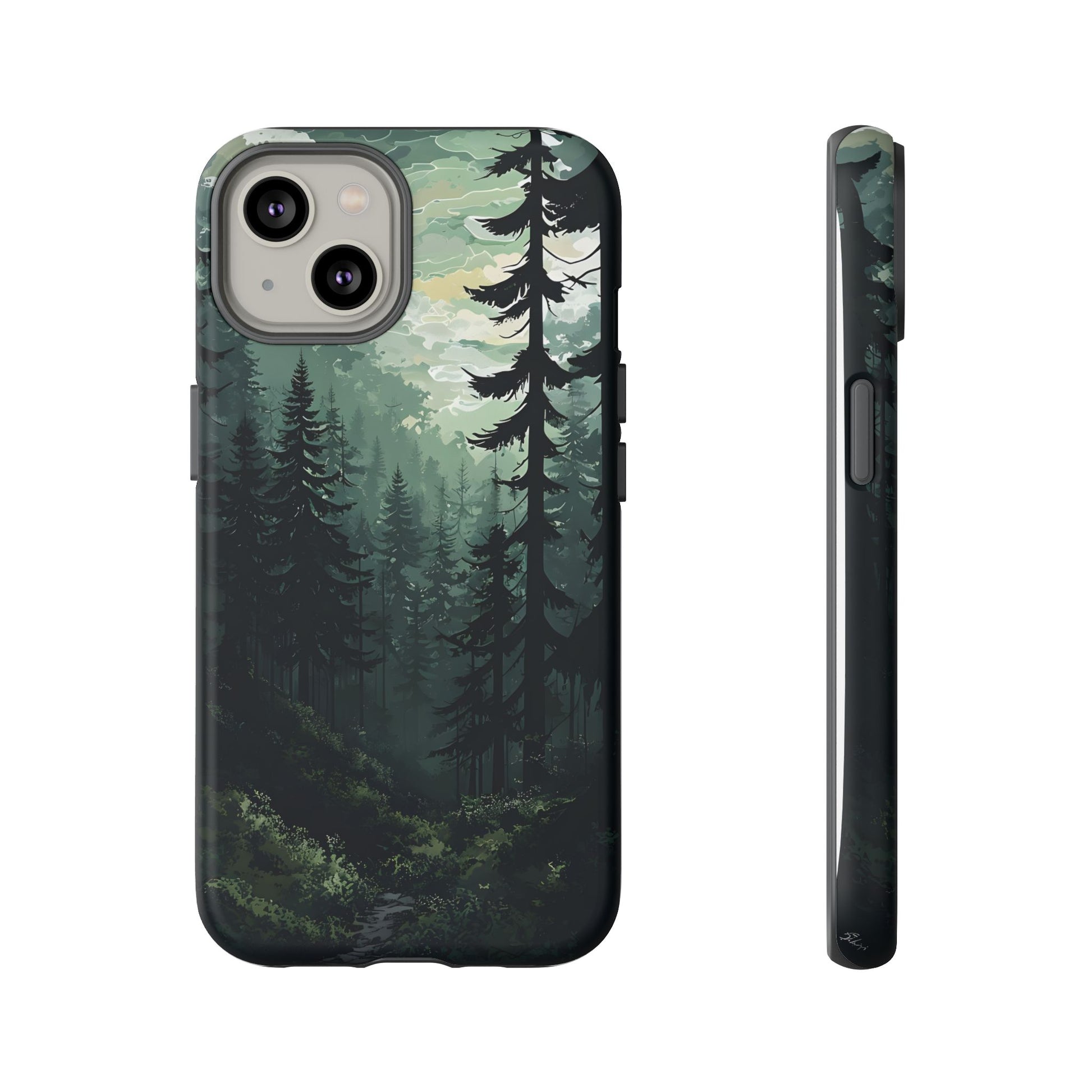 Phone Case, Serene Forest Landscape Digital Illustration Phone Case Cover, Tough Protective Cover, Unique Gift, Trendy