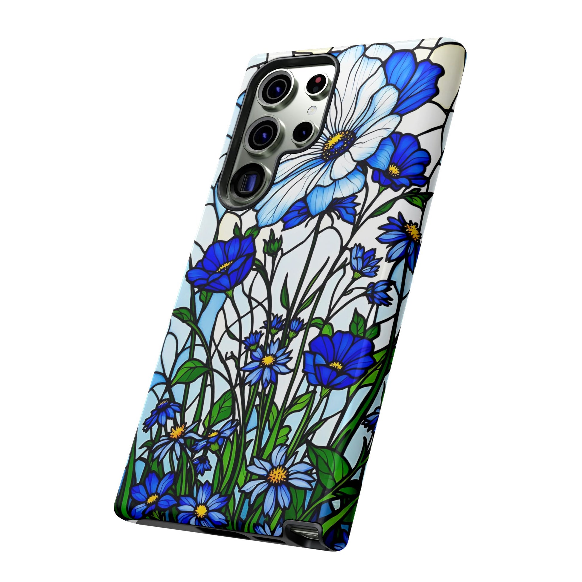 Botanical Stained Glass Tough Case - Floral Phone Cover, Protective Phone Case, Flower Pattern Phone Shell, Nature Inspired Smartphone Case,