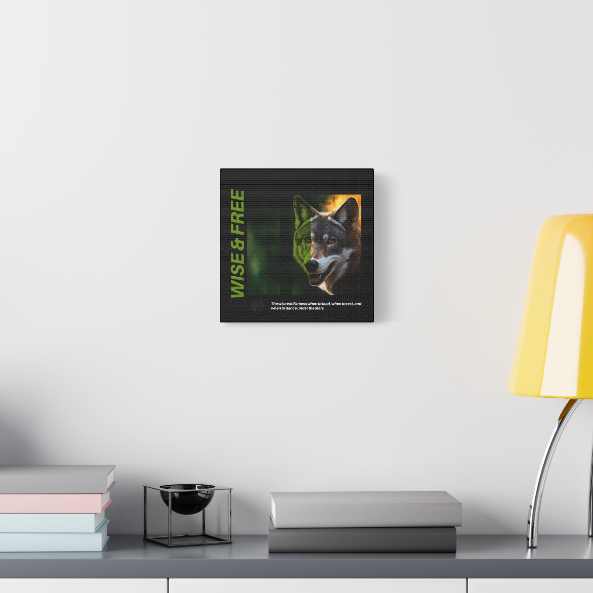 Canvas Art, Wise & Free Wall Decor, Inspirational Wolf, Motivational Home Decor, Nature-Themed Gift