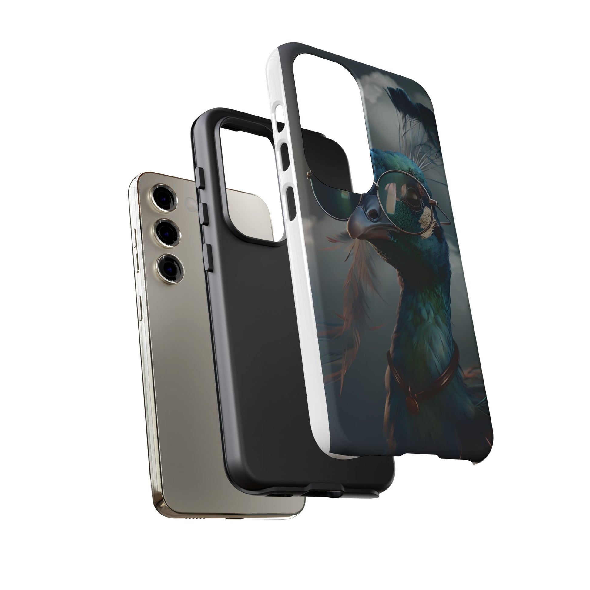 Phone Case, Peacock Design, Neon Lighting, Unique Gift, Hard Shell Cover, Protective Sleeve