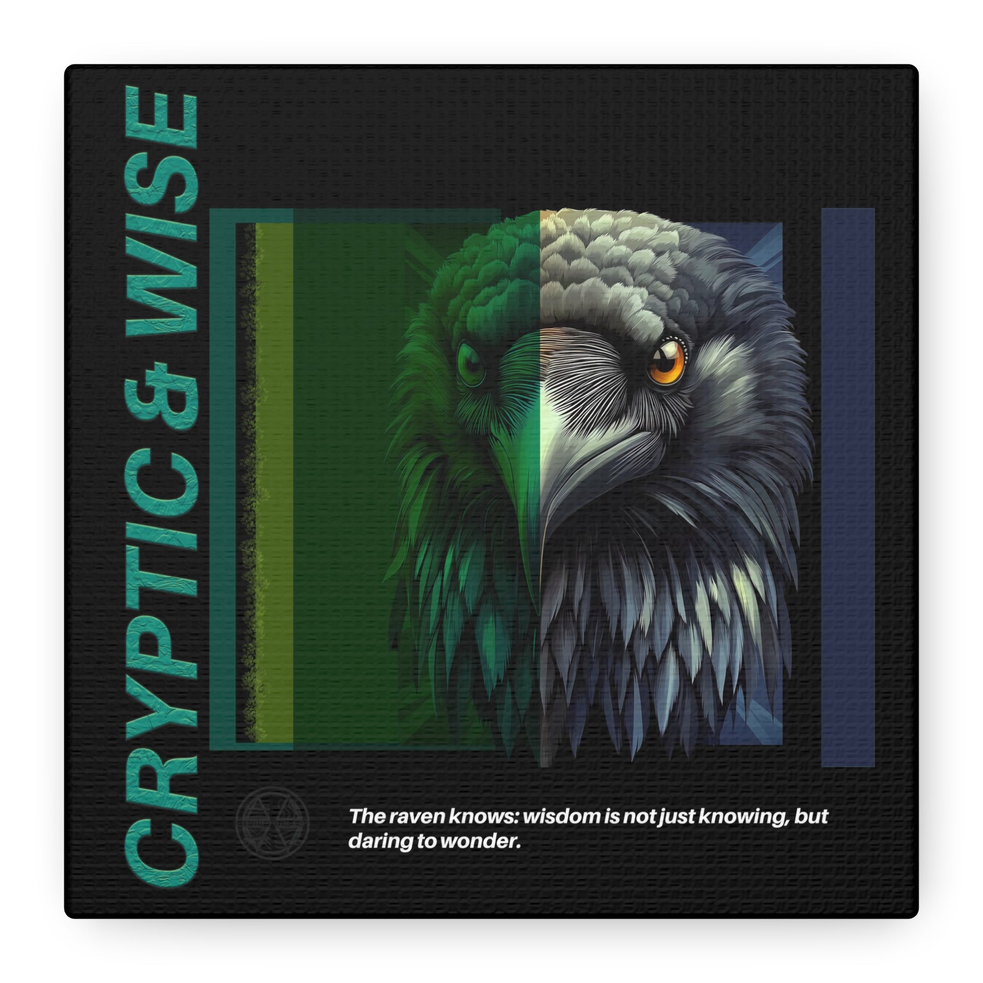 Canvas Art, Cryptic & Wise Wall Decor, Inspirational Raven, Motivational Home Decor, Nature-Themed Gift, Abstract Animal Artwork, Wildlife,