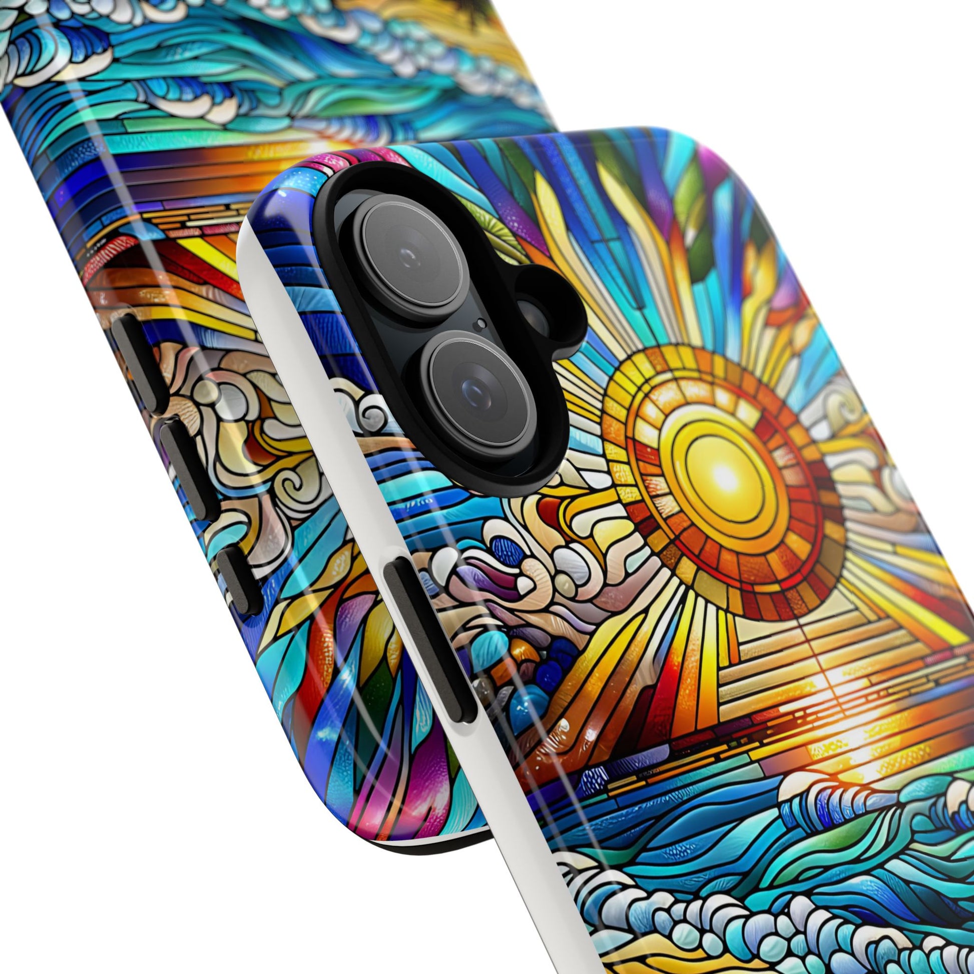 Stained Glass Tough Cases, Protective Phone Case, Nature Inspired Smartphone Cover, Beach Day Summer Accessories, Ocean Lover Gift