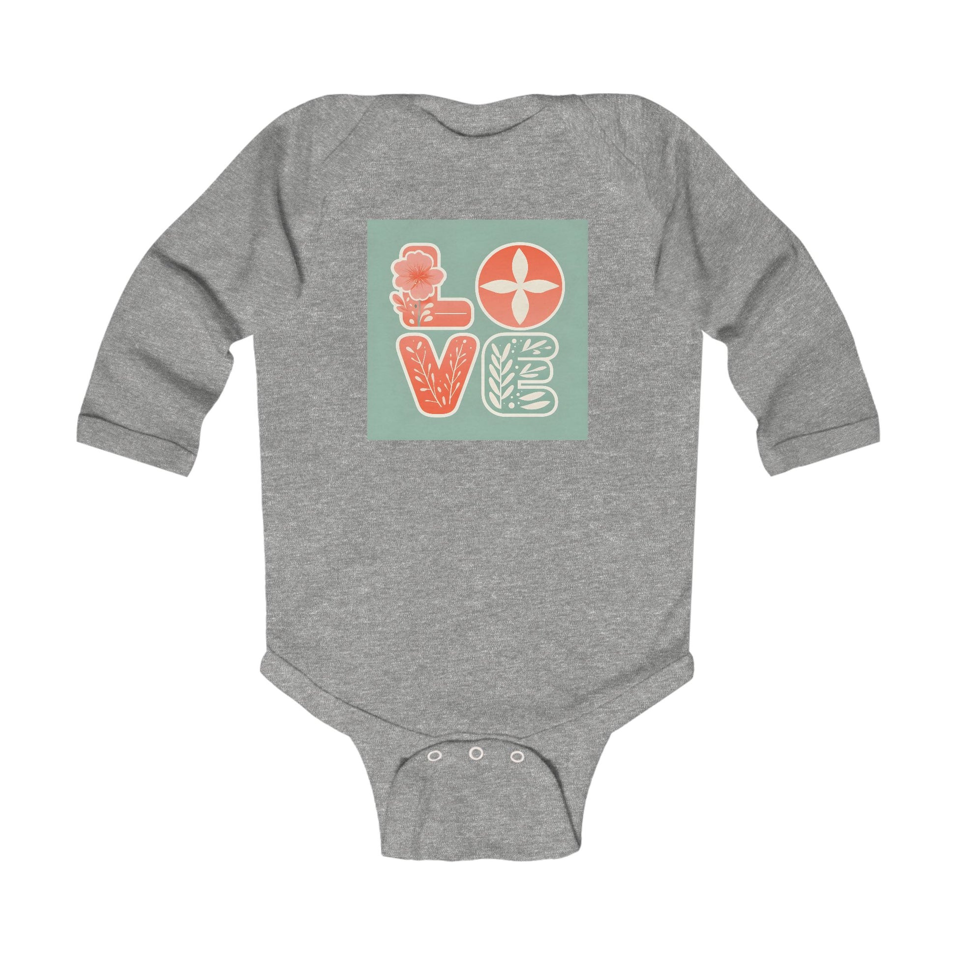 Love Long Sleeve Bodysuit, Baby Romper, Onesie, Infant Jumpsuit, Pastel Colors Baby Outfit