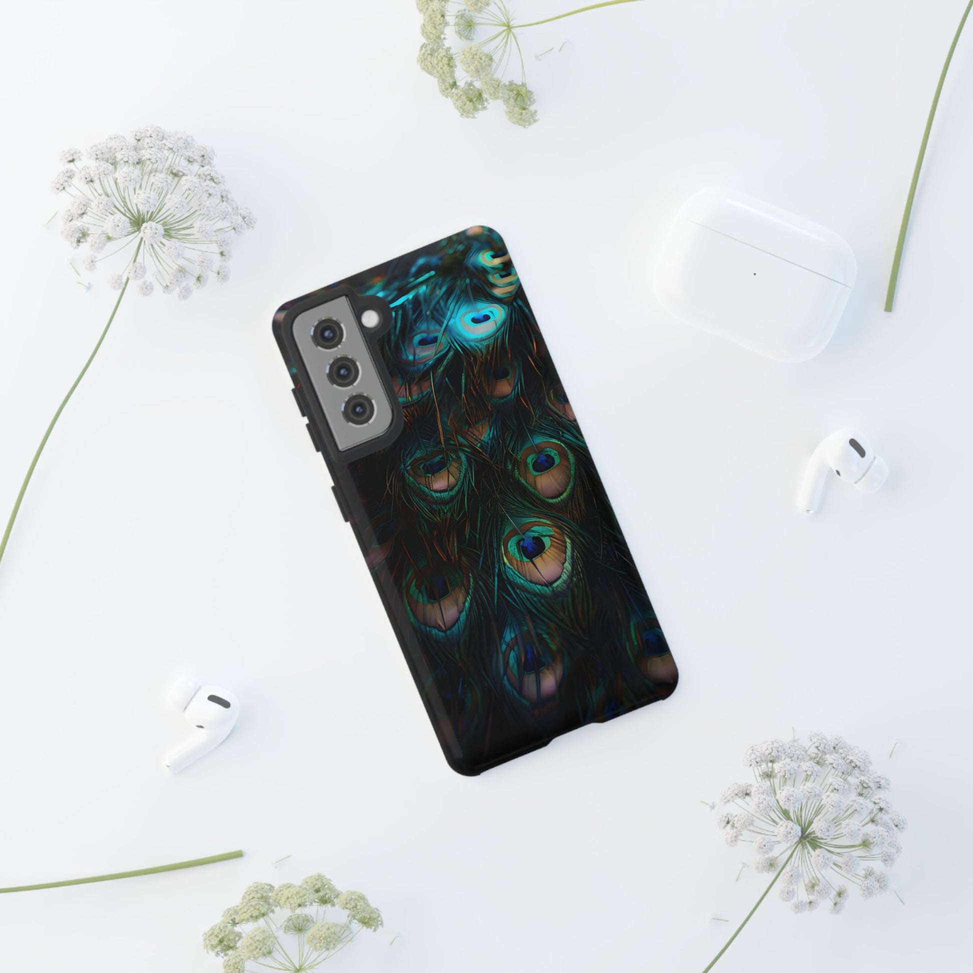 Phone Case, Close Up Peacock Feathers Design, Protective Cover, Unique Gift, Stylish Accessory, Nature Lover Gift, Feather Print Case