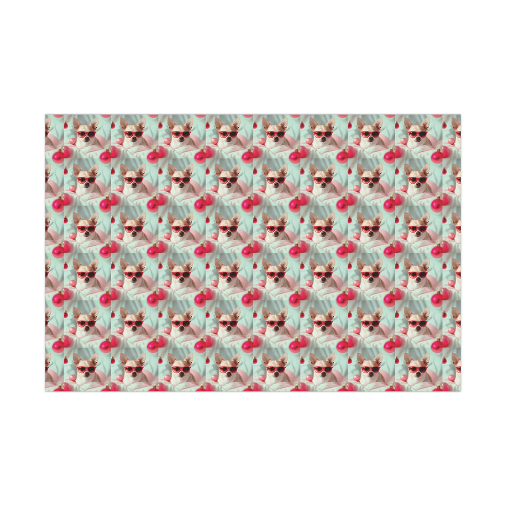 Gift Wrap Papers, Chihuahua In Sunglasses Over Soft Pastel - Wrapping Sheets, Cute Dog Lover Gift, Animal Print, Pet Owner Supplies, Pastel