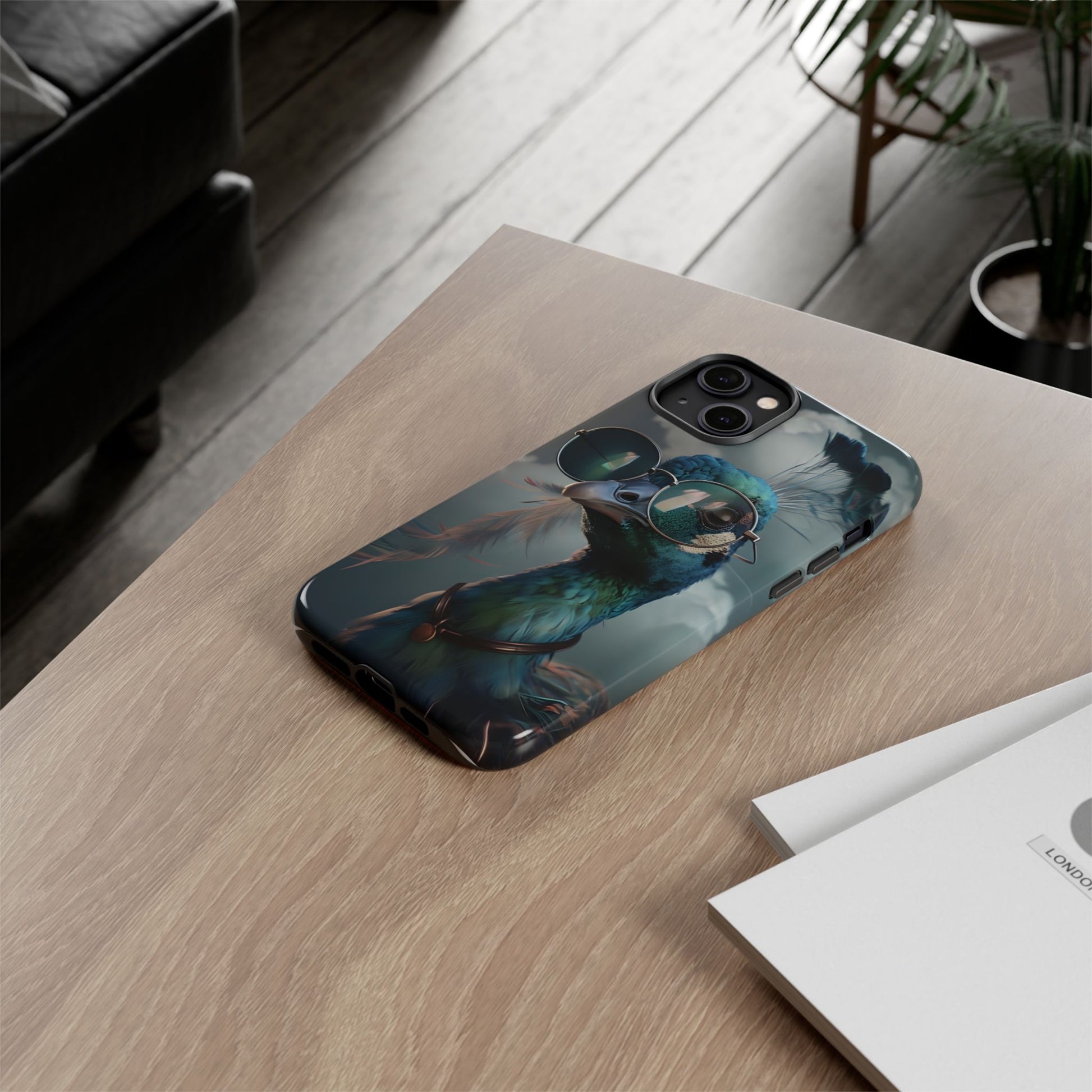 Phone Case, Peacock Design, Neon Lighting, Unique Gift, Hard Shell Cover, Protective Sleeve