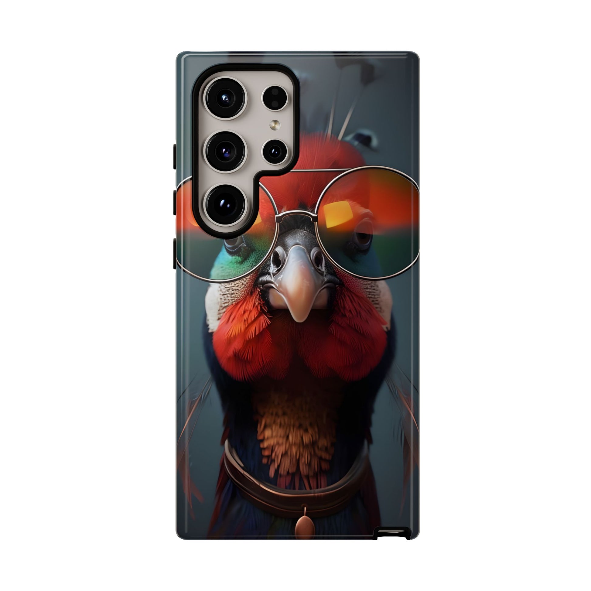 Phone Cases, Bright Exotic Bird in Cool Sunglasses, Protective Tough Cover, Tropical Animal Print, Unique Gift for Bird Lovers, Accessories