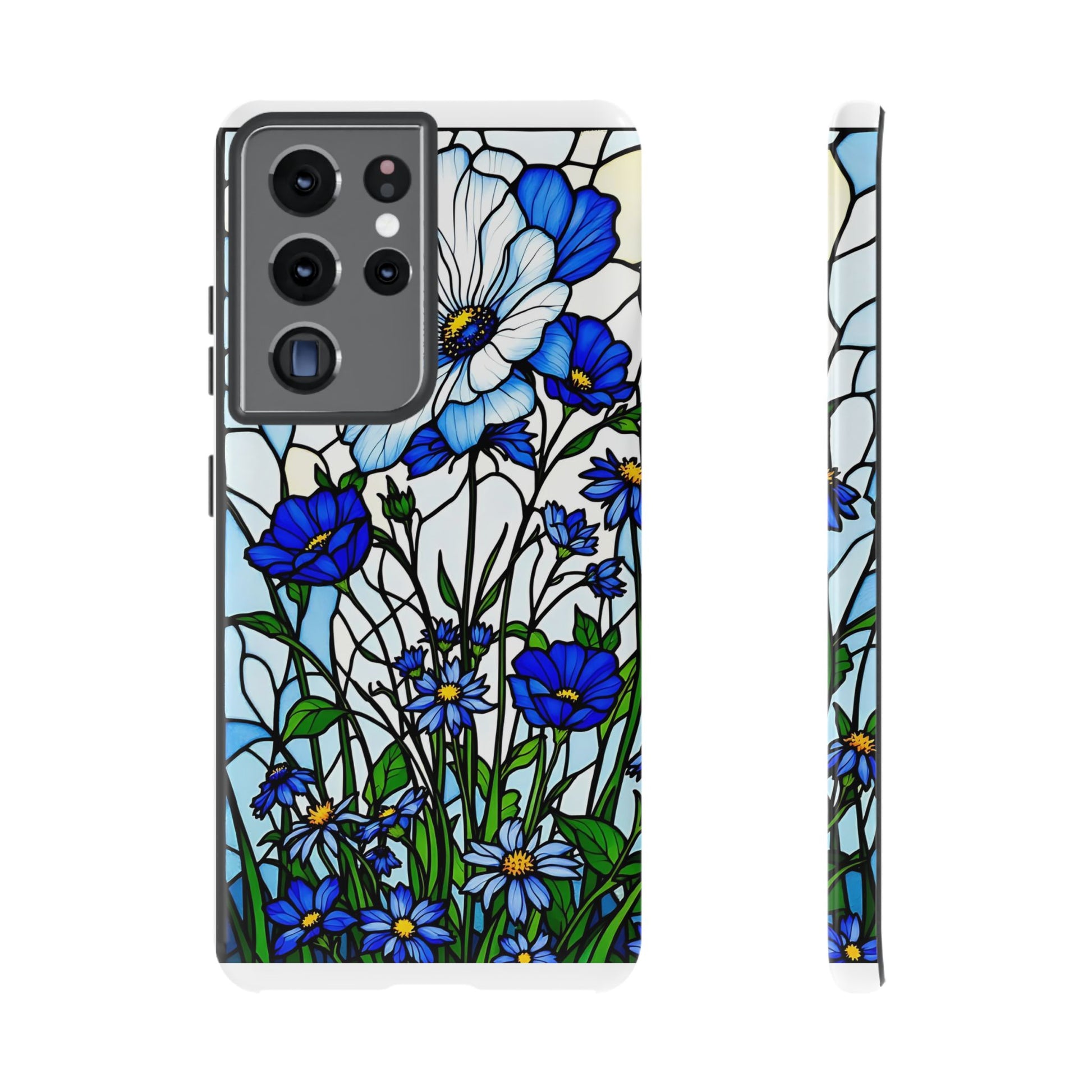 Botanical Stained Glass Tough Case - Floral Phone Cover, Protective Phone Case, Flower Pattern Phone Shell, Nature Inspired Smartphone Case,