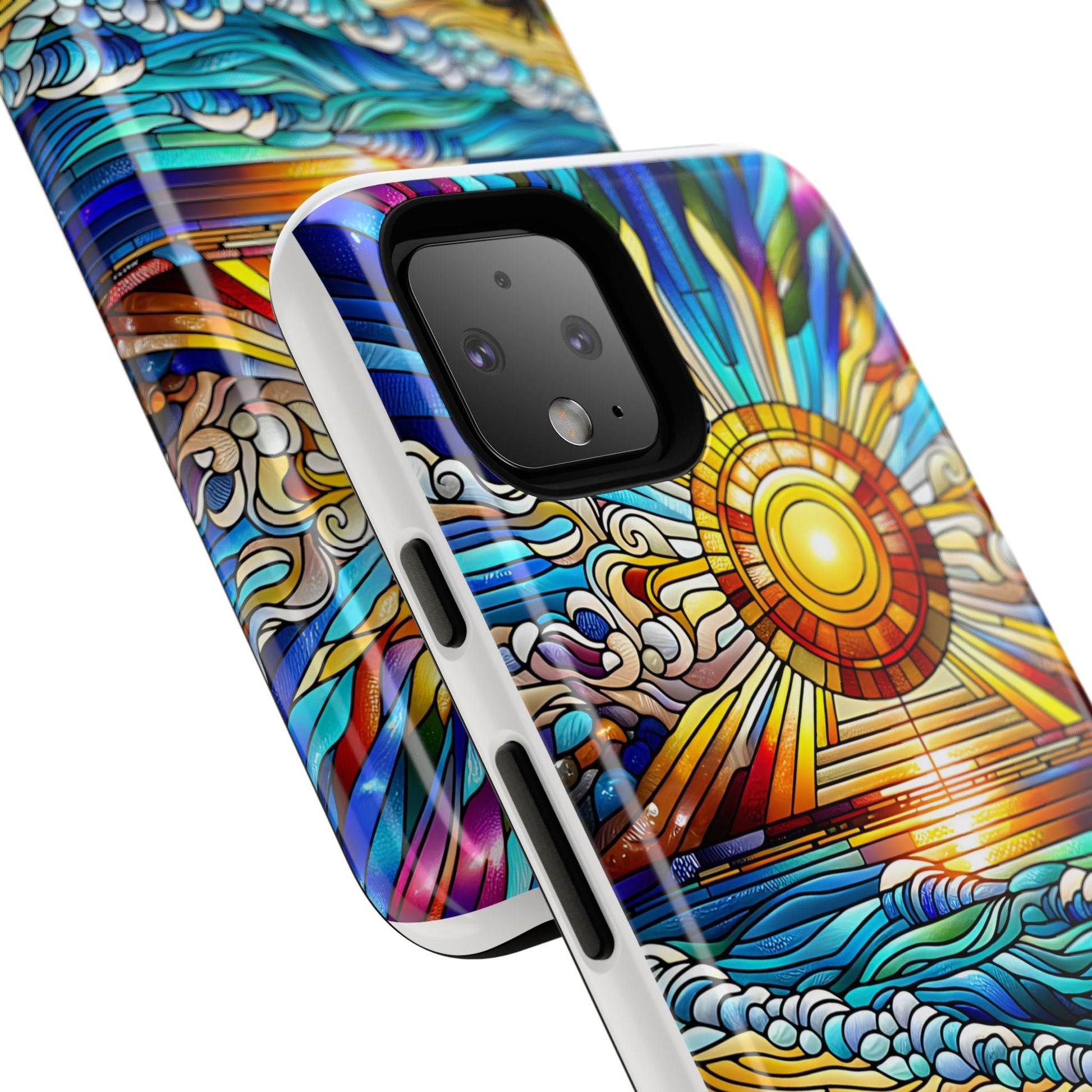 Stained Glass Tough Cases, Protective Phone Case, Nature Inspired Smartphone Cover, Beach Day Summer Accessories, Ocean Lover Gift