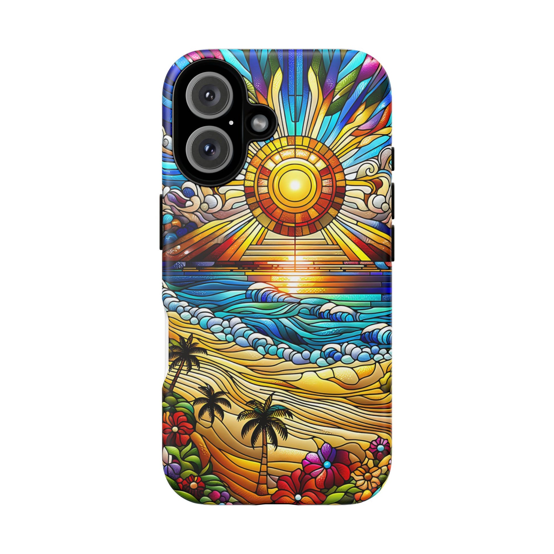 Stained Glass Tough Cases, Protective Phone Case, Nature Inspired Smartphone Cover, Beach Day Summer Accessories, Ocean Lover Gift