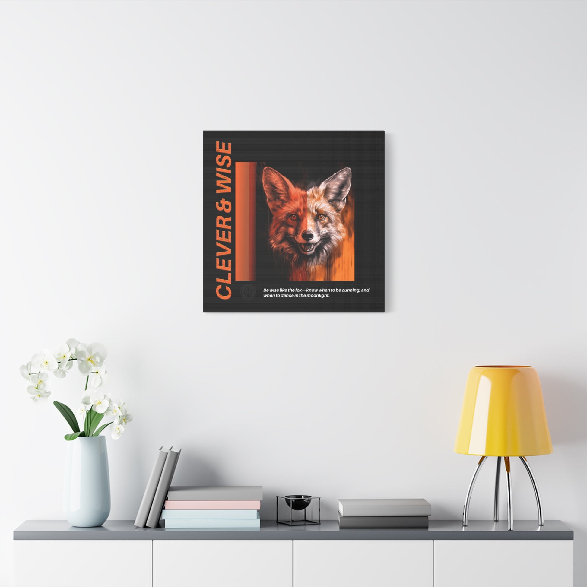 Fox Canvas Art, Inspirational & Wise Wall Decor, Nature Gift, Wildlife, Abstract Animal Artwork, Clever Motivational Matte Canvas
