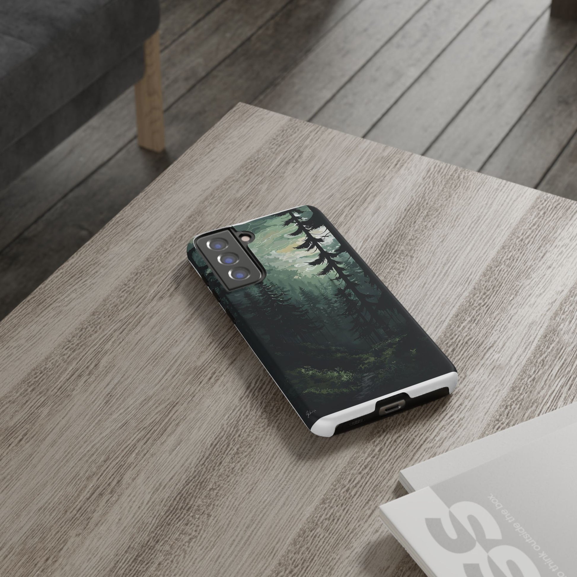 Phone Case, Serene Forest Landscape Digital Illustration Phone Case Cover, Tough Protective Cover, Unique Gift, Trendy