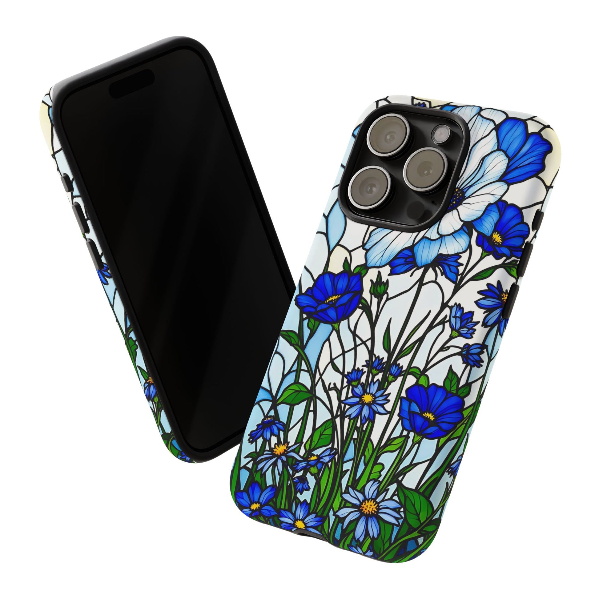 Botanical Stained Glass Tough Case - Floral Phone Cover, Protective Phone Case, Flower Pattern Phone Shell, Nature Inspired Smartphone Case,