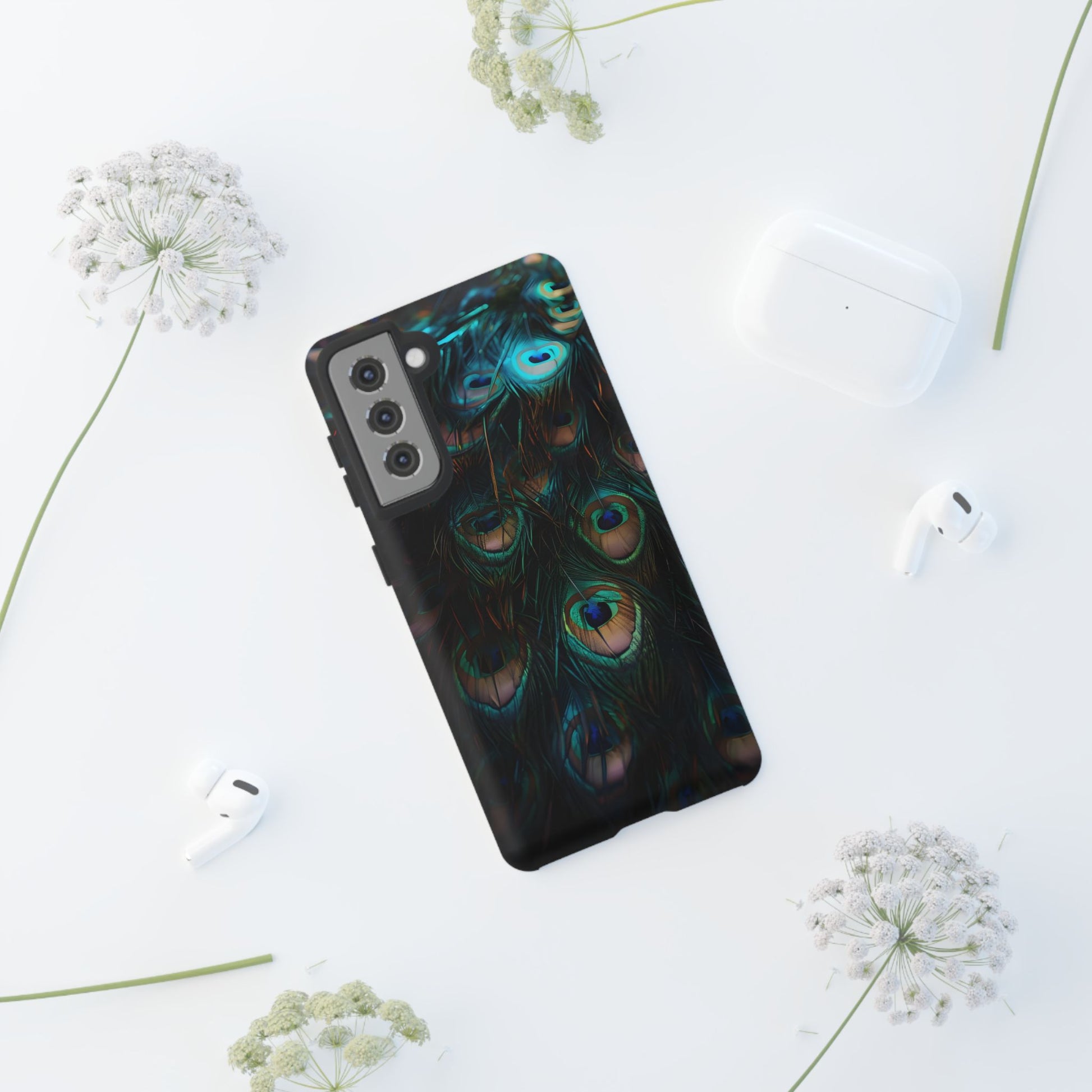 Phone Case, Close Up Peacock Feathers Design, Protective Cover, Unique Gift, Stylish Accessory, Nature Lover Gift, Feather Print Case