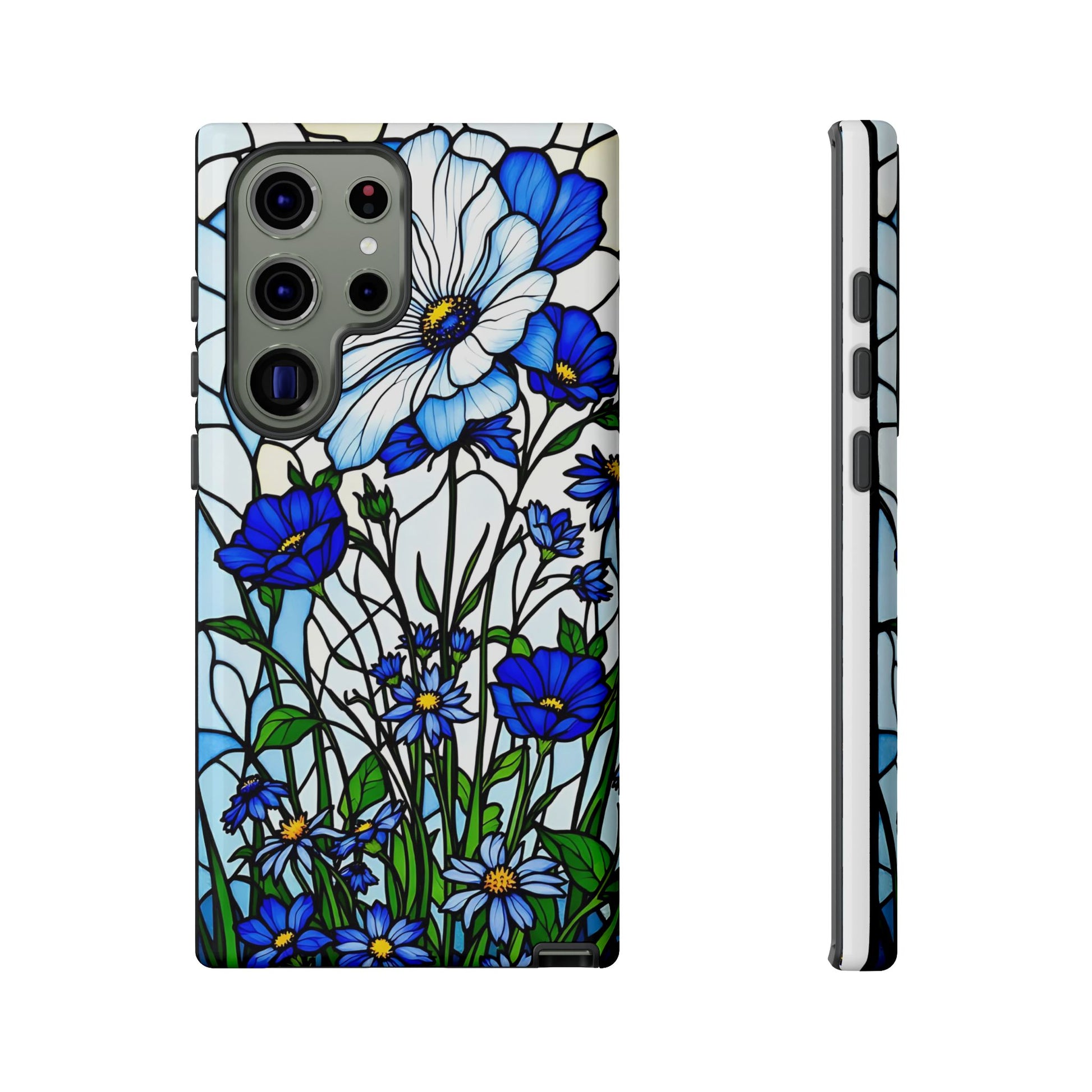 Botanical Stained Glass Tough Case - Floral Phone Cover, Protective Phone Case, Flower Pattern Phone Shell, Nature Inspired Smartphone Case,