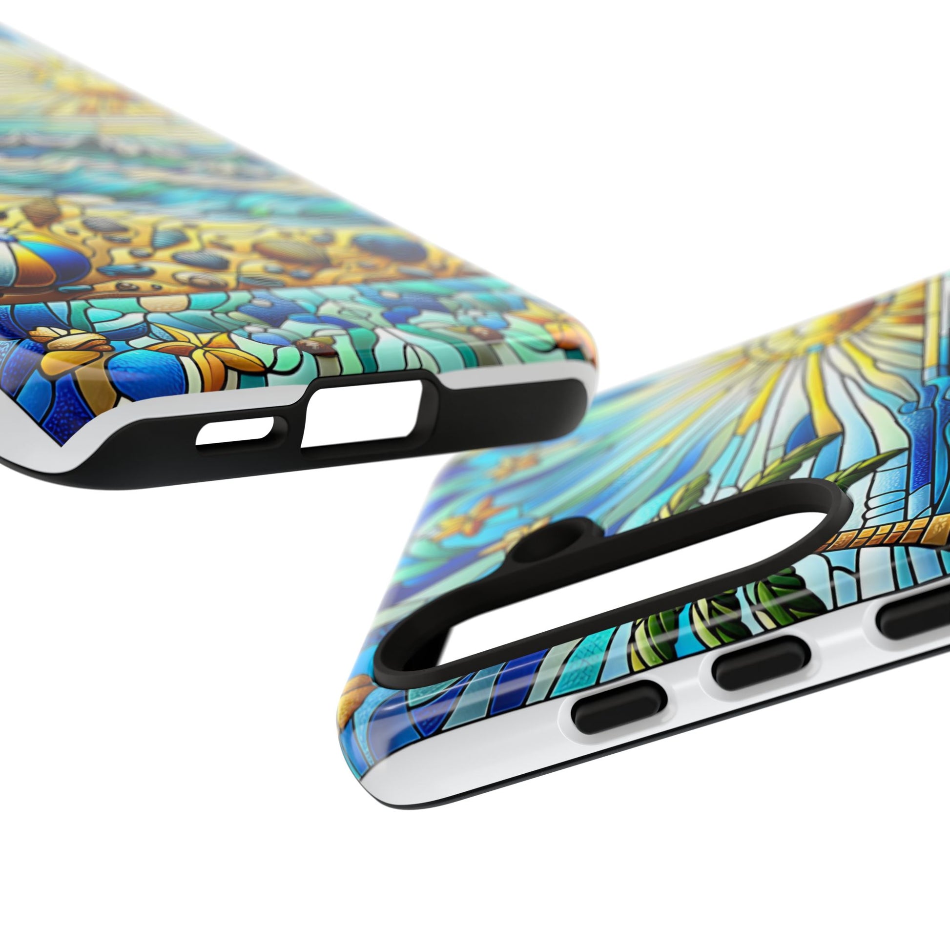 Stained Glass Tough Case, Protective Phone Case, Nature Inspired Smartphone Case, Summer Beach Play Day Phone Cover, Tough Phone Case for